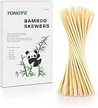[100 PCS] 10 inch Bamboo Skewers, Premium Wooden Skewers without Splinters, Skewers for Grilling, BBQ, Appetizer, Fruit Ka...