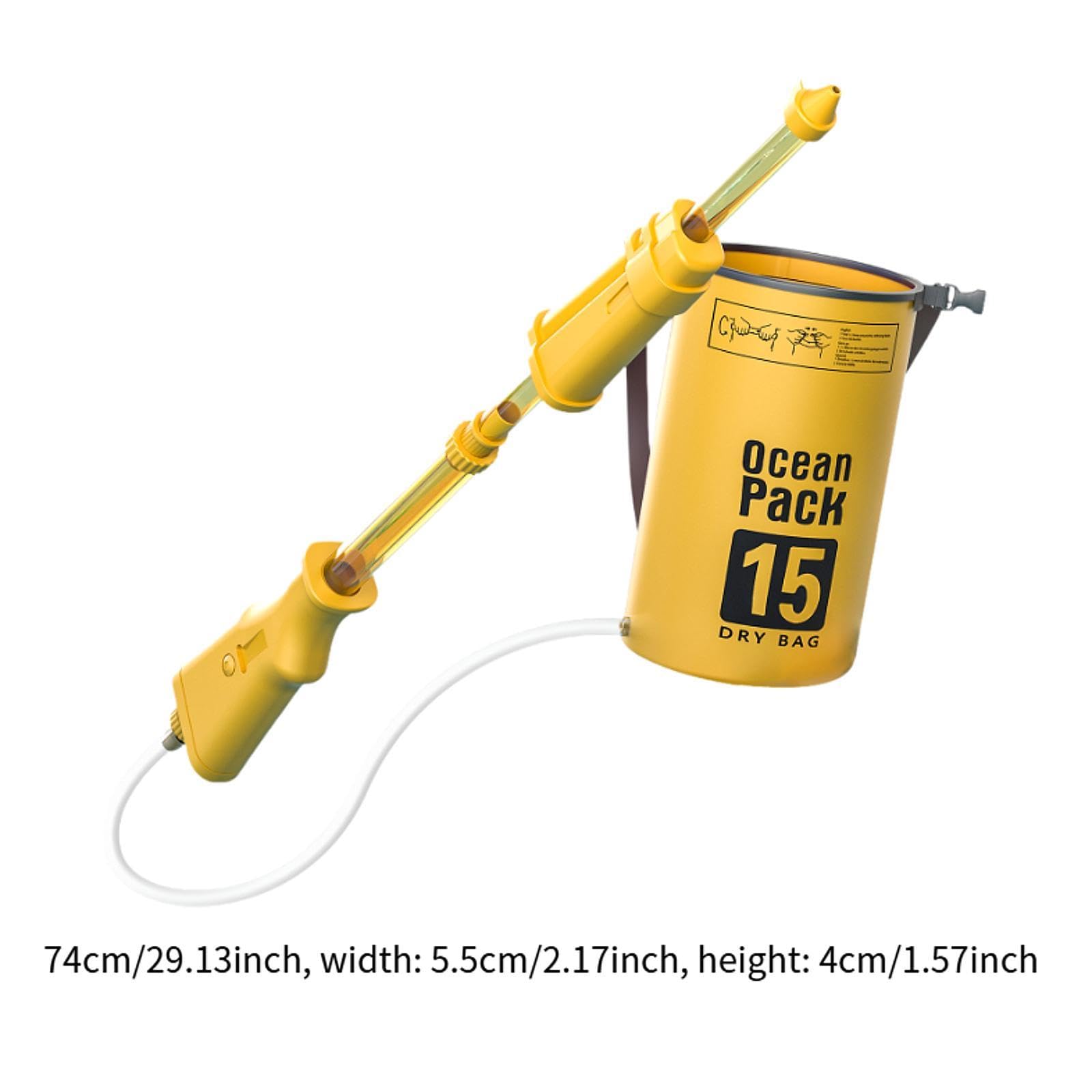 Wasserpistole Rucksack Wasserwerfer Spielzeug Wasserblaster Spritzpumpe Wasserspritze Kompakt Leicht Tragbar mit Nachfüllbeutel Und Zugtechnik für Kin, Gelb