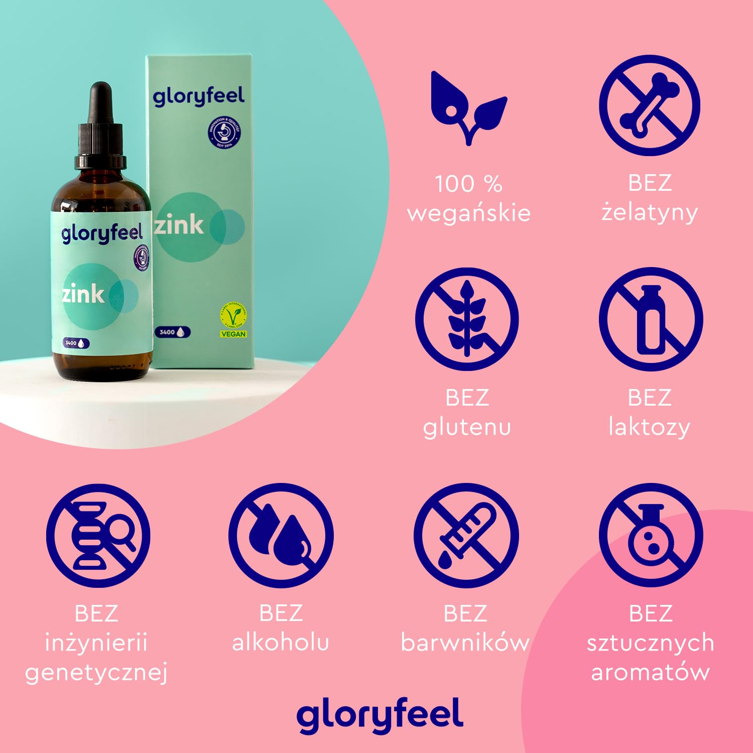 Krople cynku - 100ml (3400 kropli) - Premium: siarczan cynku w płynie (cynk jonowy) - Bezalkoholowy i wegański - Jakość marki przetestowana laboratoryjnie, wyprodukowane w Niemczech