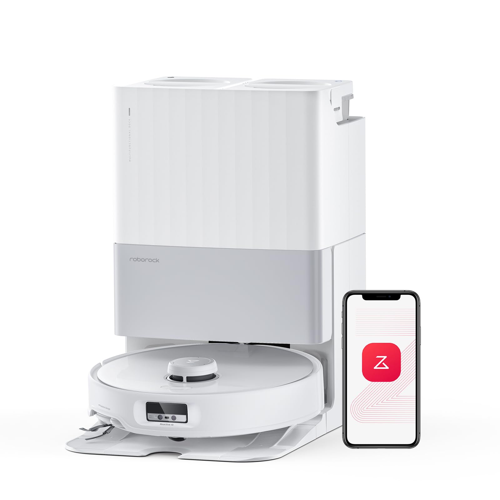 roborockQrevo Edge Robot Vacuum and Mop, 18,500Pa Suction, Zero-Tangling, AdaptiLift Chassis, Al Obstacle Recognition, Hot Water Mop Washing & Dock Self Cleaning, Corner to Edge Deep Cleaning