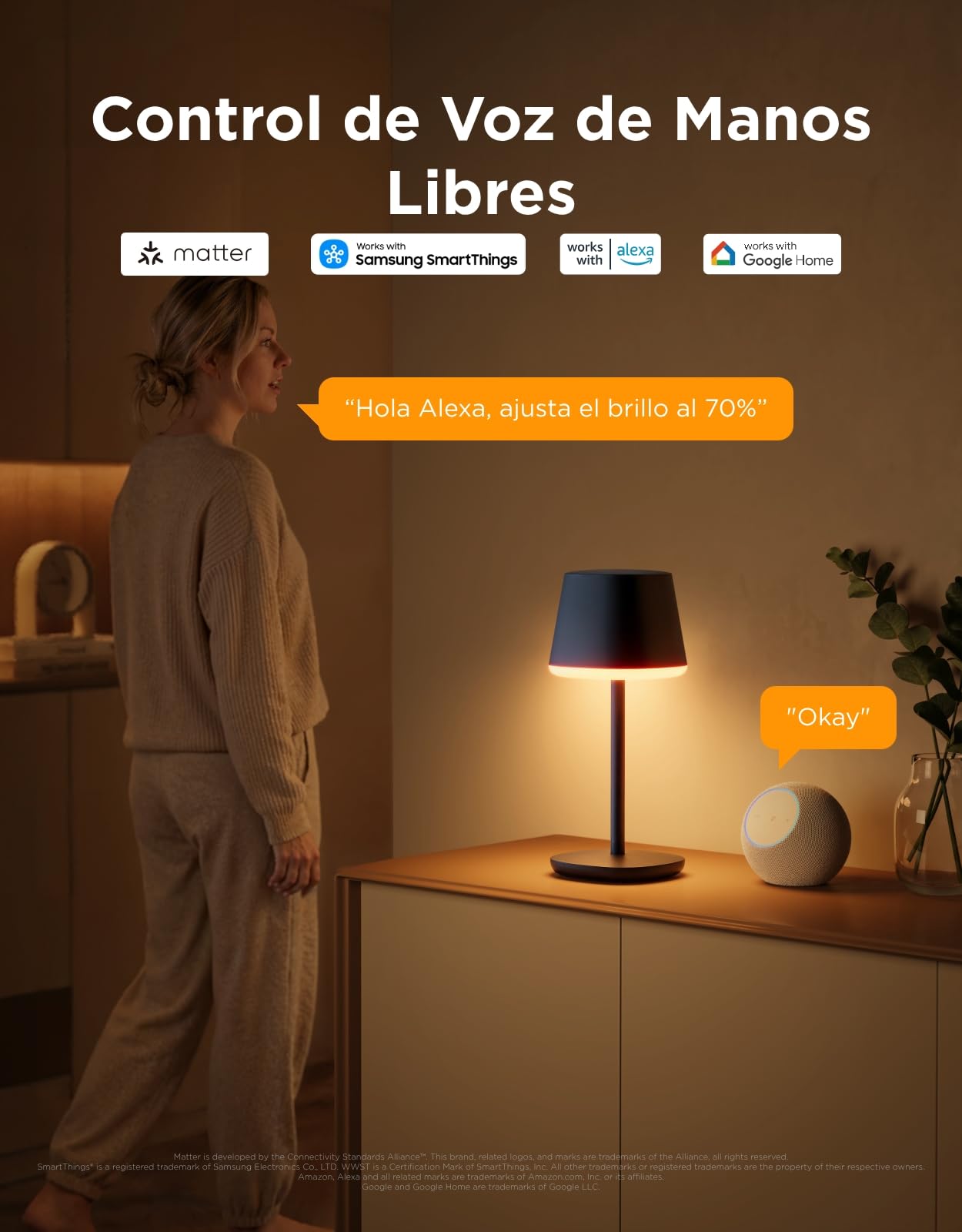 Govee RGBICWW Lamparas de Mesita de Noche, Lampara Mesita Noche LED | Compatible con Matter Alexa, 72 Escenas, 500LM Regulable, Recargable 4800mAh, 2700-6500K Lamp para Sala de Estar y Dormitorio