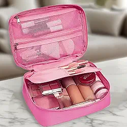 1 estojo de pincel de maquiagem para viagem – Organizador de cosméticos à prova d'água com compartimentos destacáveis – Armazenamento multicamadas para pincéis