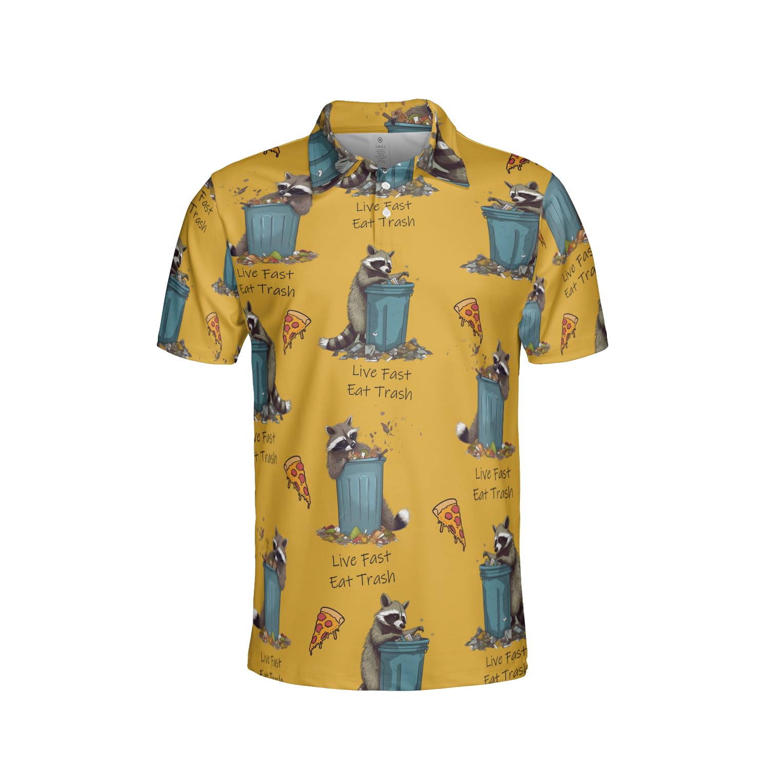 Racoon Polo Shirts for Men - Short Sleeve Golf Shirts Funny Mens Polo T-Shirt Casual Style Series 65 Size S