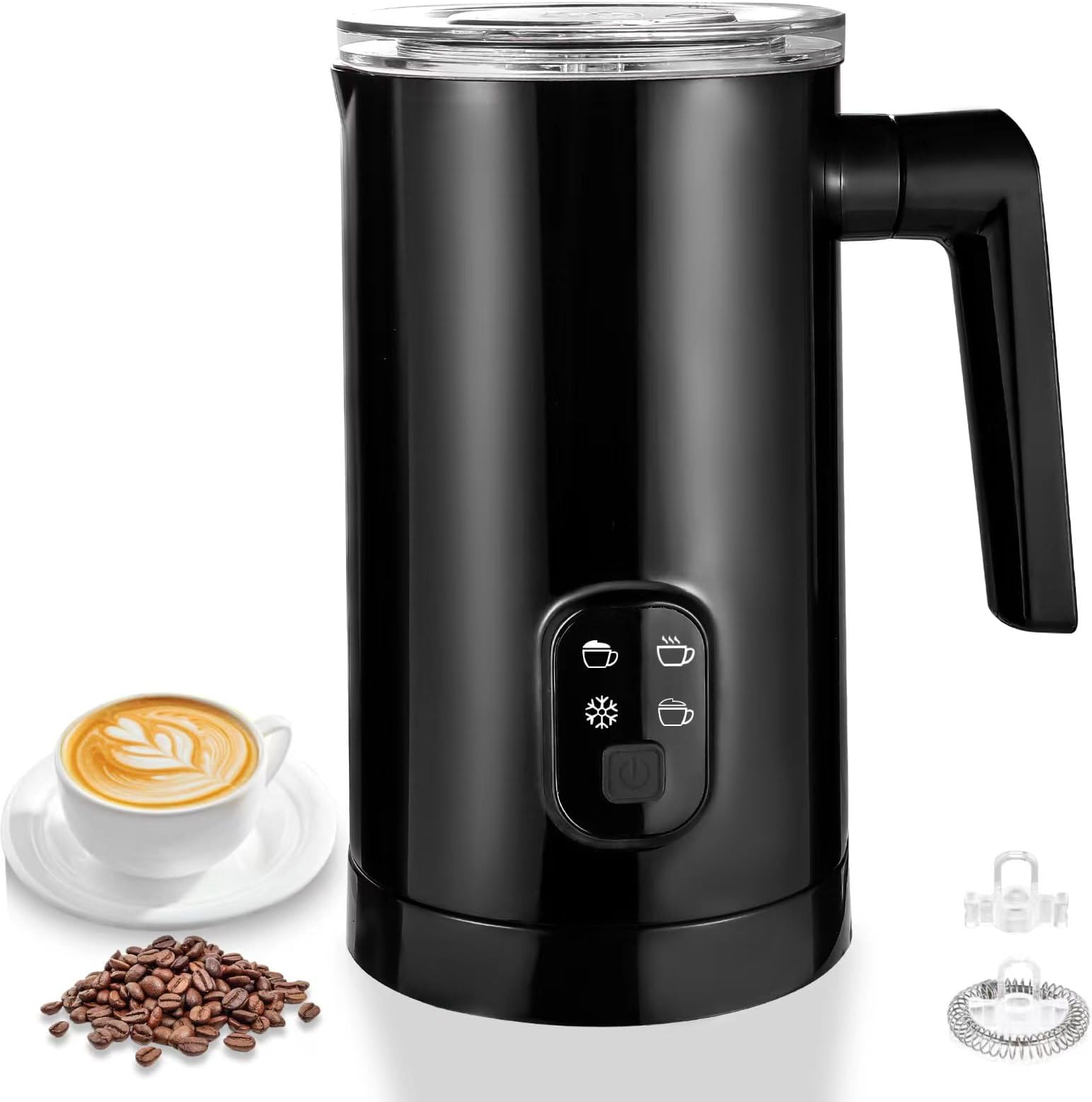 Milk Frother Electric 4-in-1 Milk Frothers 350ml Large Capacity Hot & Cold Milk Foamer Hot Chocolate Machine for Coffee Cappuccino velvetiser hot Chocolate Maker Max Temperature 70
