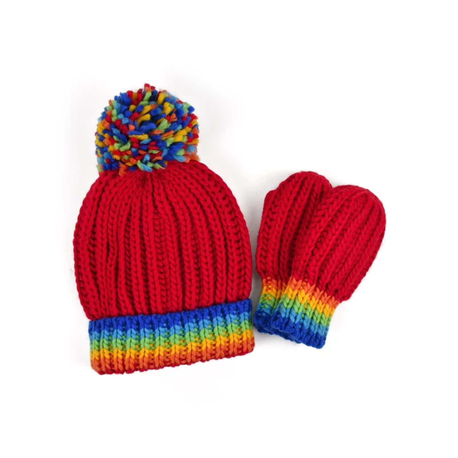 Casquettes Bonnets Chapeaux Bonnet Arc en Ciel Tricot Chapeau Femmes Chapeau Chaud Automne Hiver Tricoté Chapeau Adultes Enfants Casquette Nouvel an Enfant Cadeau