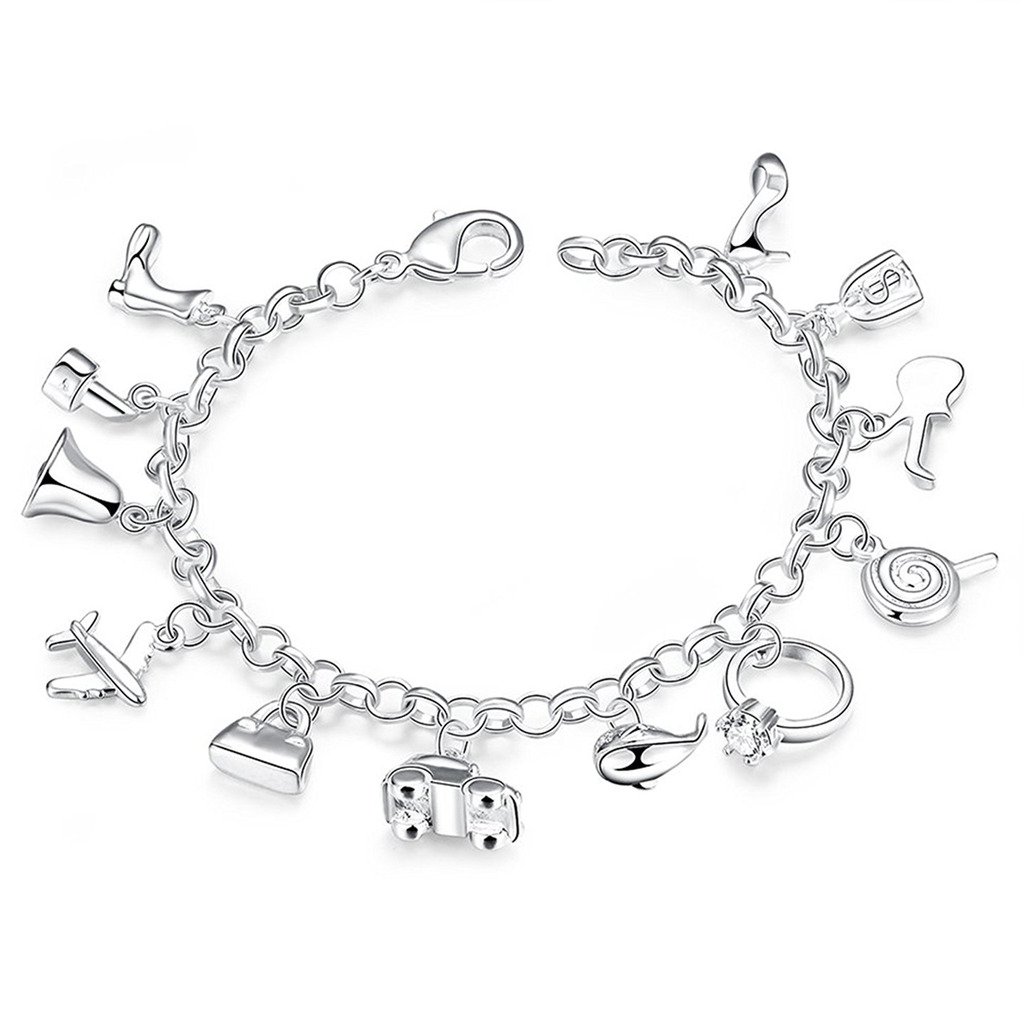 Peora Jolly Charms 925 Sterling Silver Plated Charm Bracelet for Girls & Women (B07BT41H4C) Amazon Price History, Amazon Price Tracker