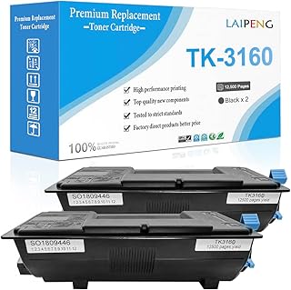 LAIPENG Compatible TK3160 TK-3160 Toner Cartridge With Chip For Kyocera ECOSYS P3145dn M3145dn M3145idn M3645dn M3645idn P3045dn P3050dn P3055dn P3060dn Printer (2 Black)