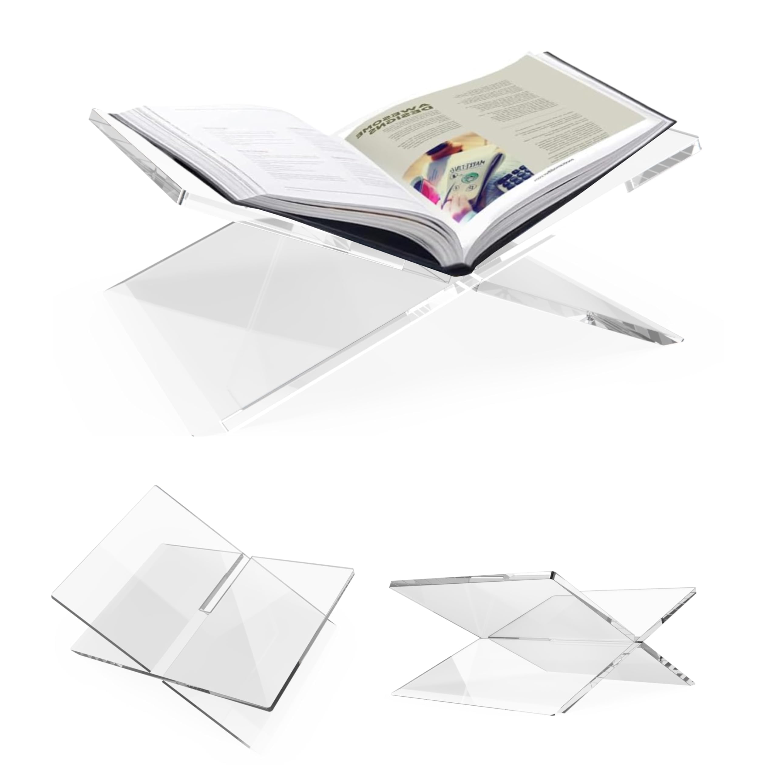 SK - Leggio grande in acrilico trasparente, 17 x 31,8 x 14 cm, supporto per tavolo da caffè, libri, decorazione da tavolo, decorazione per la casa