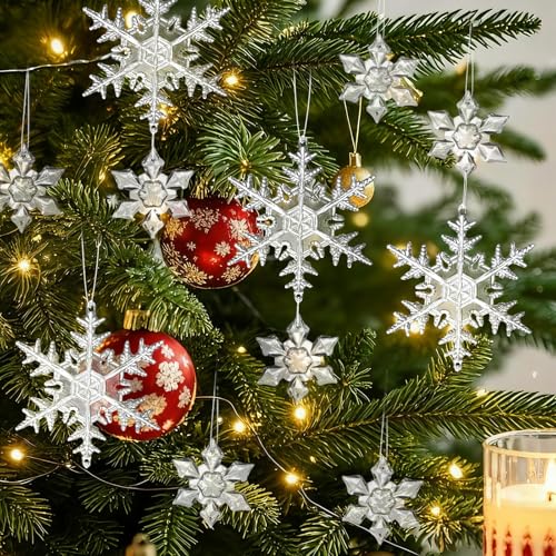 xiaoxiaozhijia Christbaumschmuck Anhänger,Acryl Schneeflocken Deko(10...