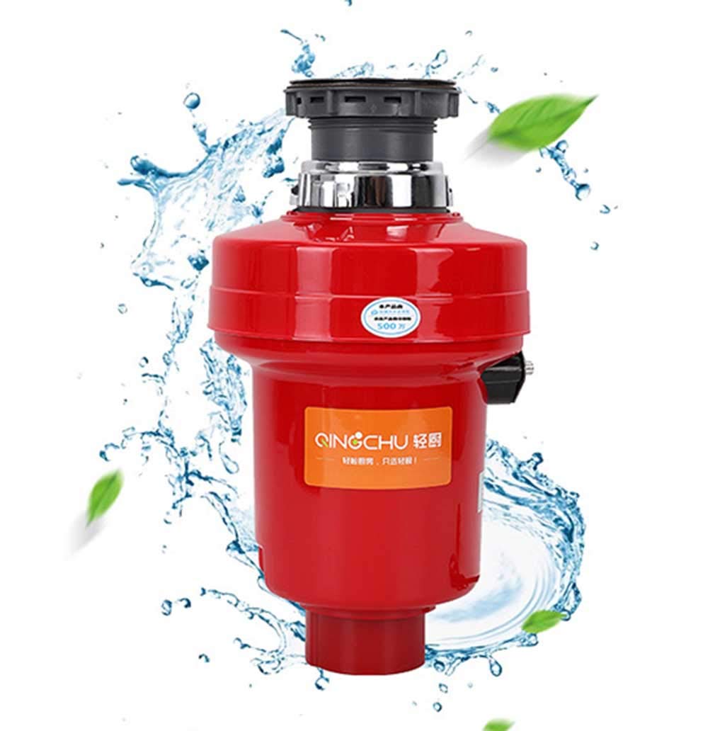 Durable Broyeur de déchets Alimentaires avec Interrupteur Air Protection Anti-surchauffe et Anti-Surcharge Protection Anti-Bruit Cuisine, Red