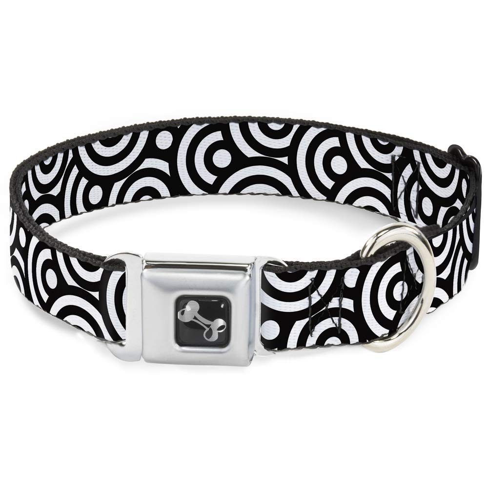 Buckle Down Dog Collar Bone - Bullseye Stacked Black/White - Large 15-26"