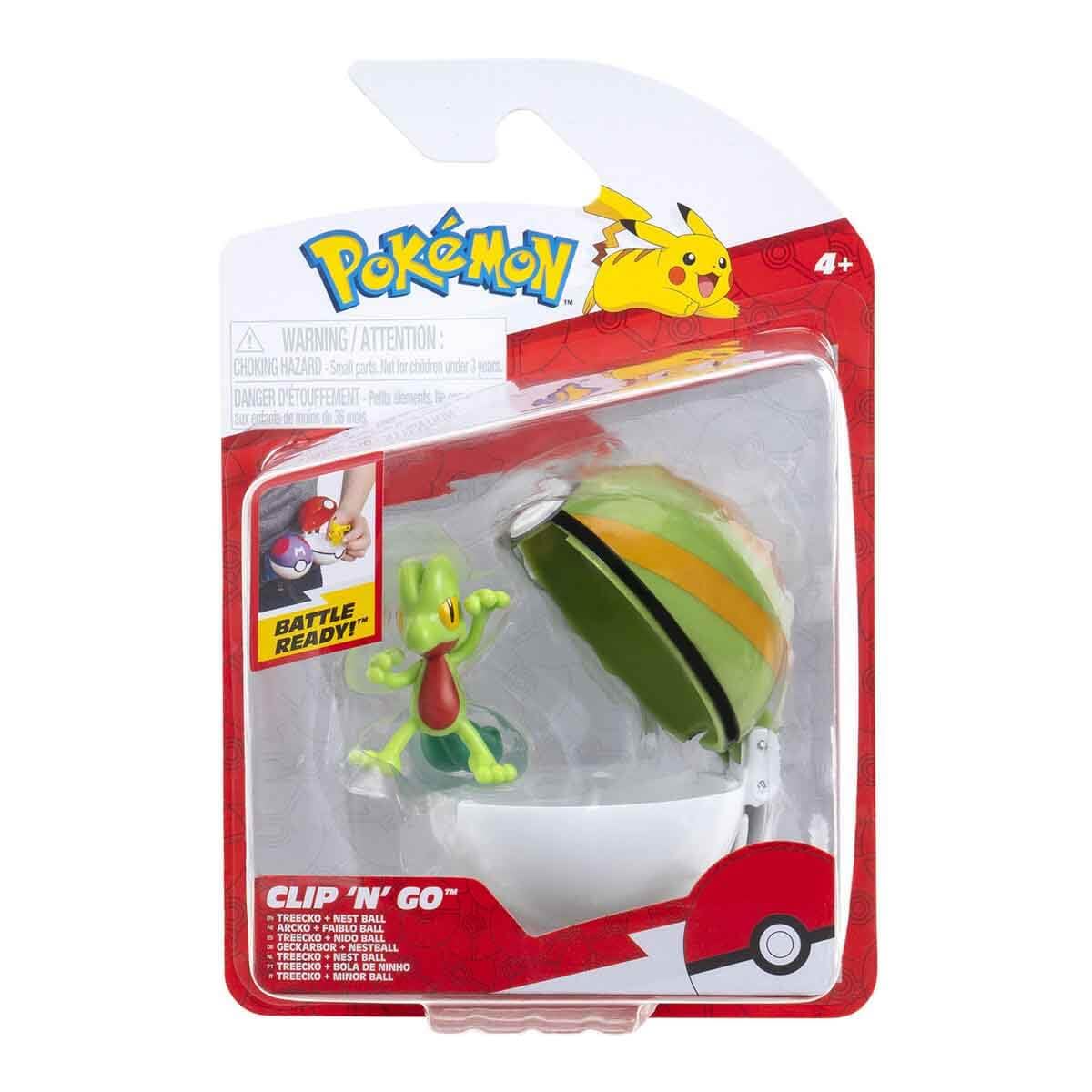 Pokémon PKW3639 Clip'n'Go Poké Ball - Pelota de geckarbor y Nido, diseño Oficial de Poké Ball con Figura de 5 cm
