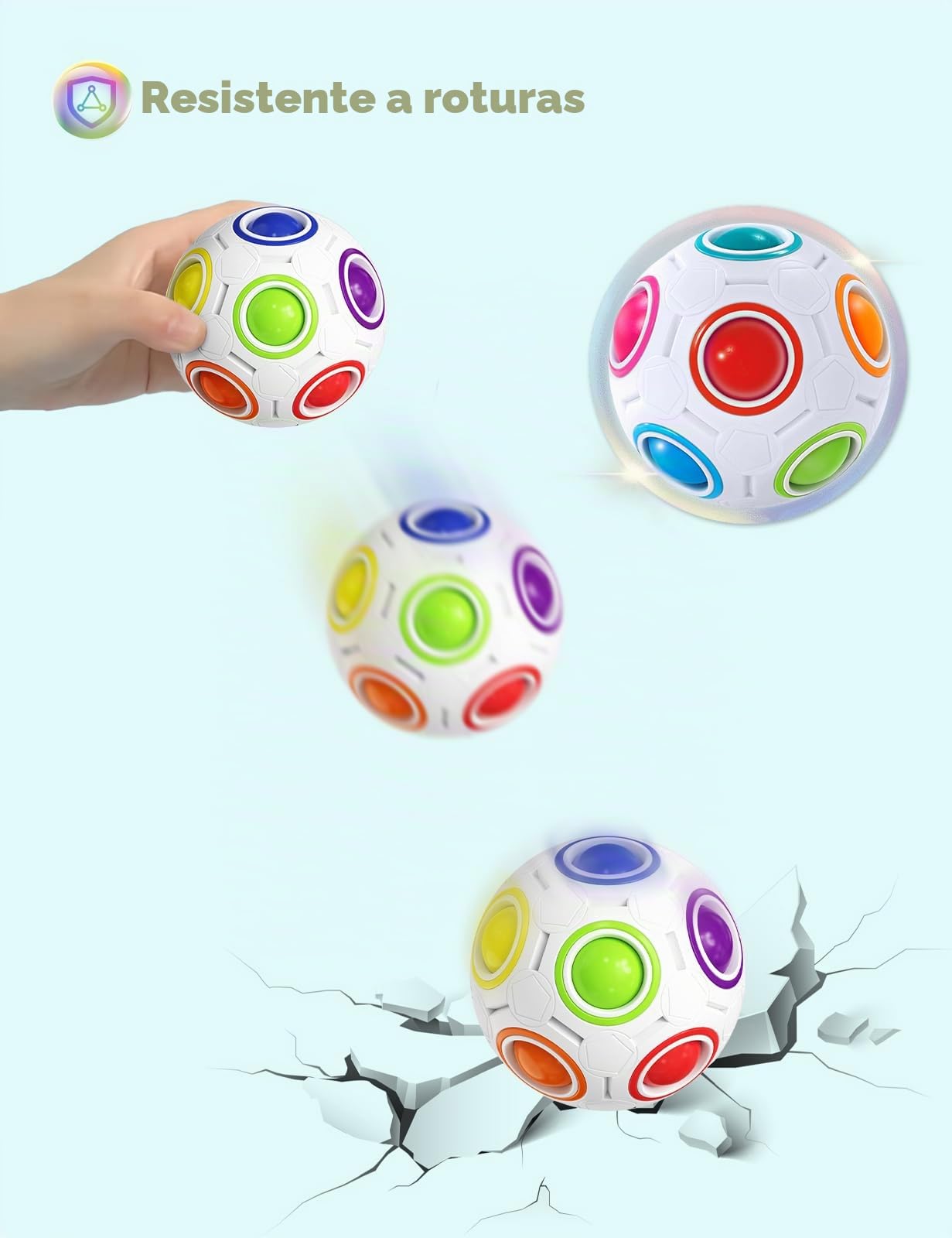 ROXENDA Rainbow Ball Magic Ball, Juego de Habilidad Bola de Rompecabezas - Cerebro Teaser y Bola de Estrés para Niños y Adultos (Blanco)