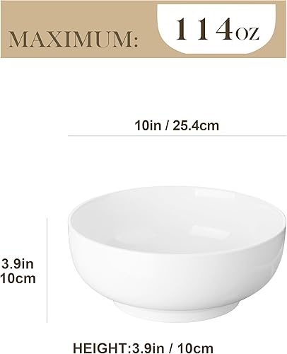 Miniatura 2 de MALACASA Cuencos para Servir, 114 onzas (10 pulgadas) Juego de 2 Cuencos Extra Grandes para Ensalada, Cuencos de Porcelana Blanca para Servir para