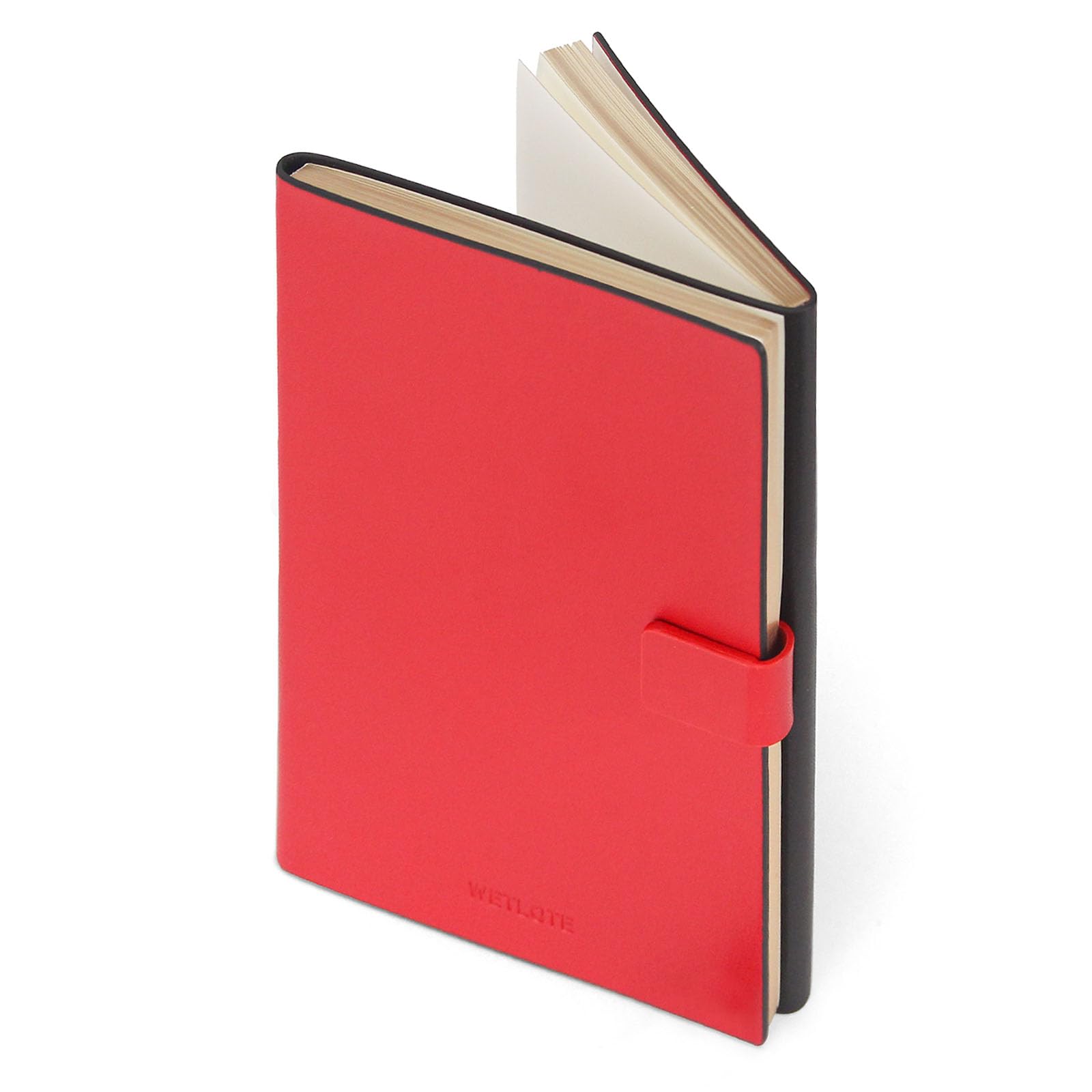WETLOTE A5 Hardcover Notebook, Leather Softcover, Multifunctional Notebook, 2 Packs in One, Lines + Grid, 224 Pages, for School, Office, Travel, 14 x 21 cm, Vertical (Black + Red)