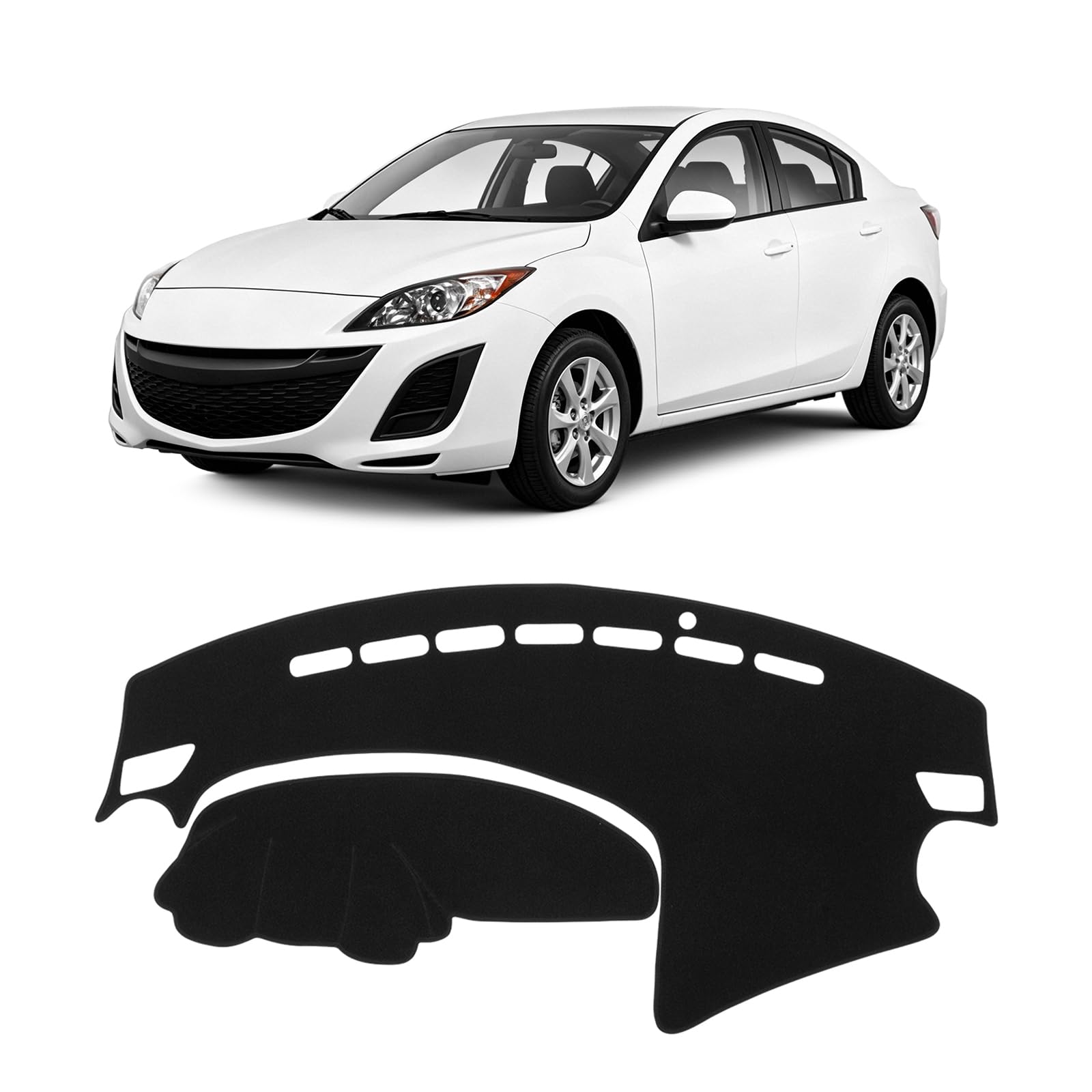 FIILINES Cubierta de tablero para Mazda 3 Sedán, Hatchback y MazdaSpeed3 2010-2013, alfombrilla de salpicadero para Mazda 3, accesorios, tapete para salpicadero, tapete para salpicadero, protector de