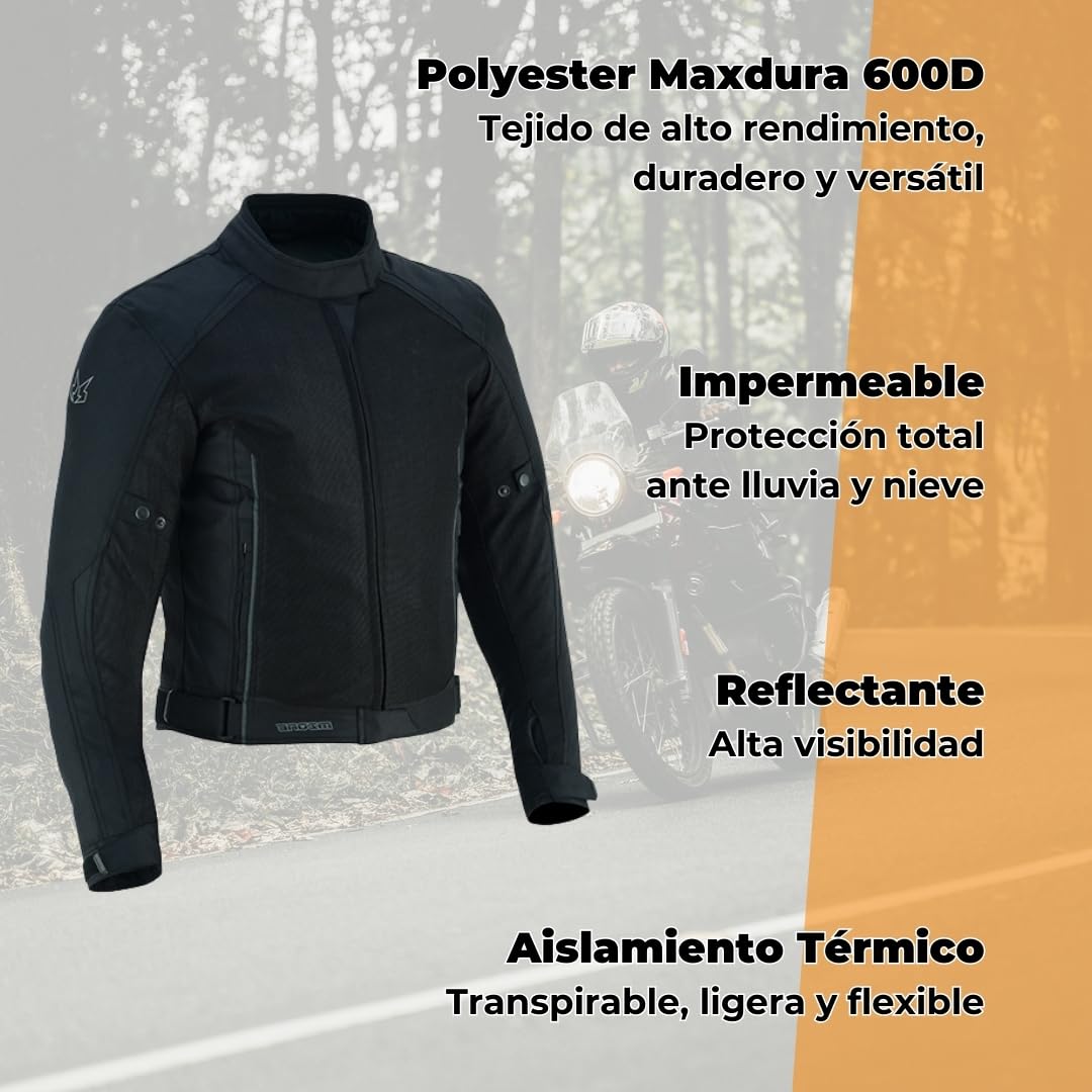 Chaqueta Moto Hombre Verano | Protecciones en Hombros, Codos y Espalda | Máxima Ventilación con Paneles de Malla Frontal, Brazos y Espalda