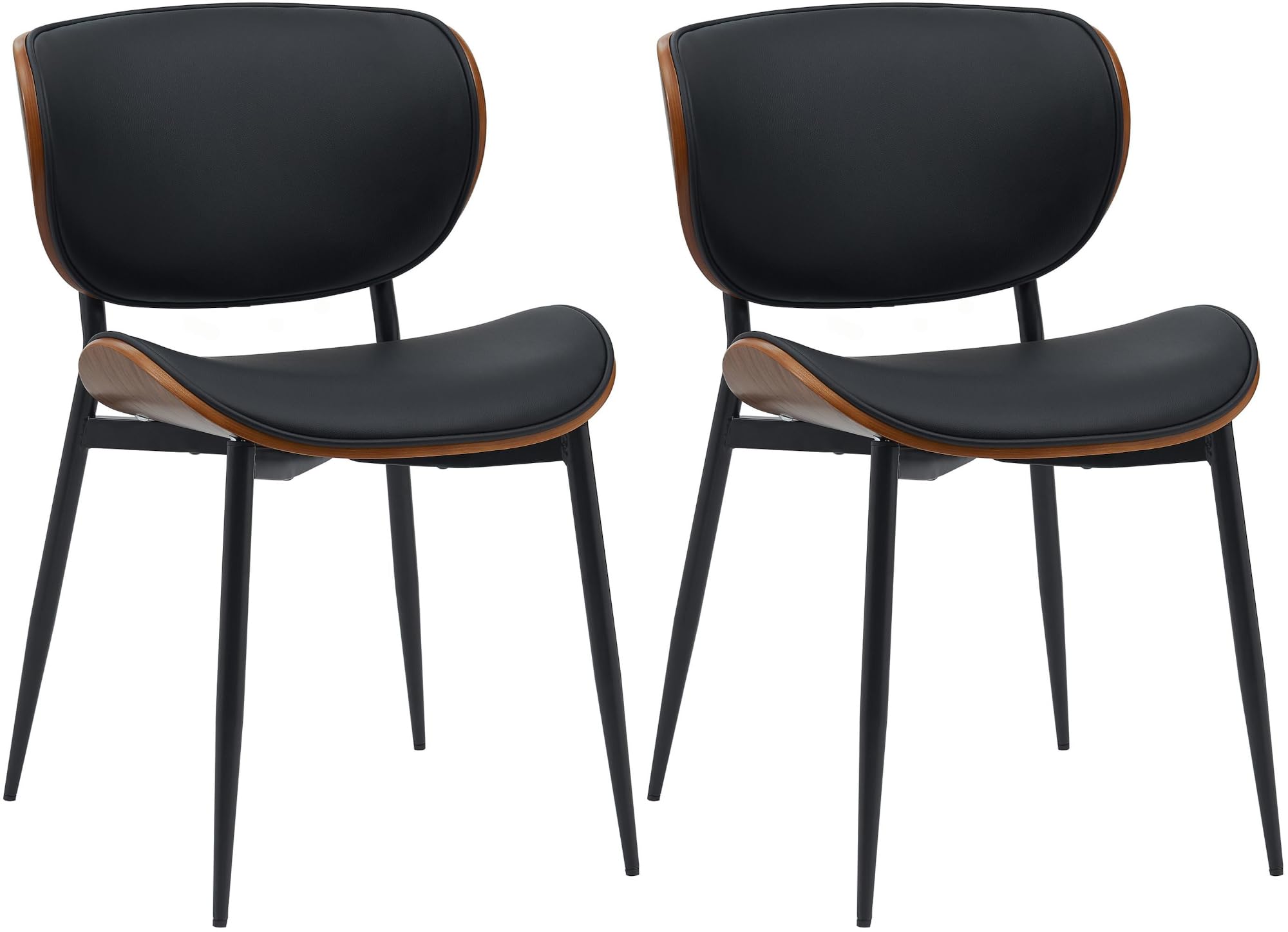 CLP Juego de 2 Sillas de Visita Enid con Respaldo y Tapizado - Sillón de Comedor Polipiel o Tela, Color Nuez/Negro