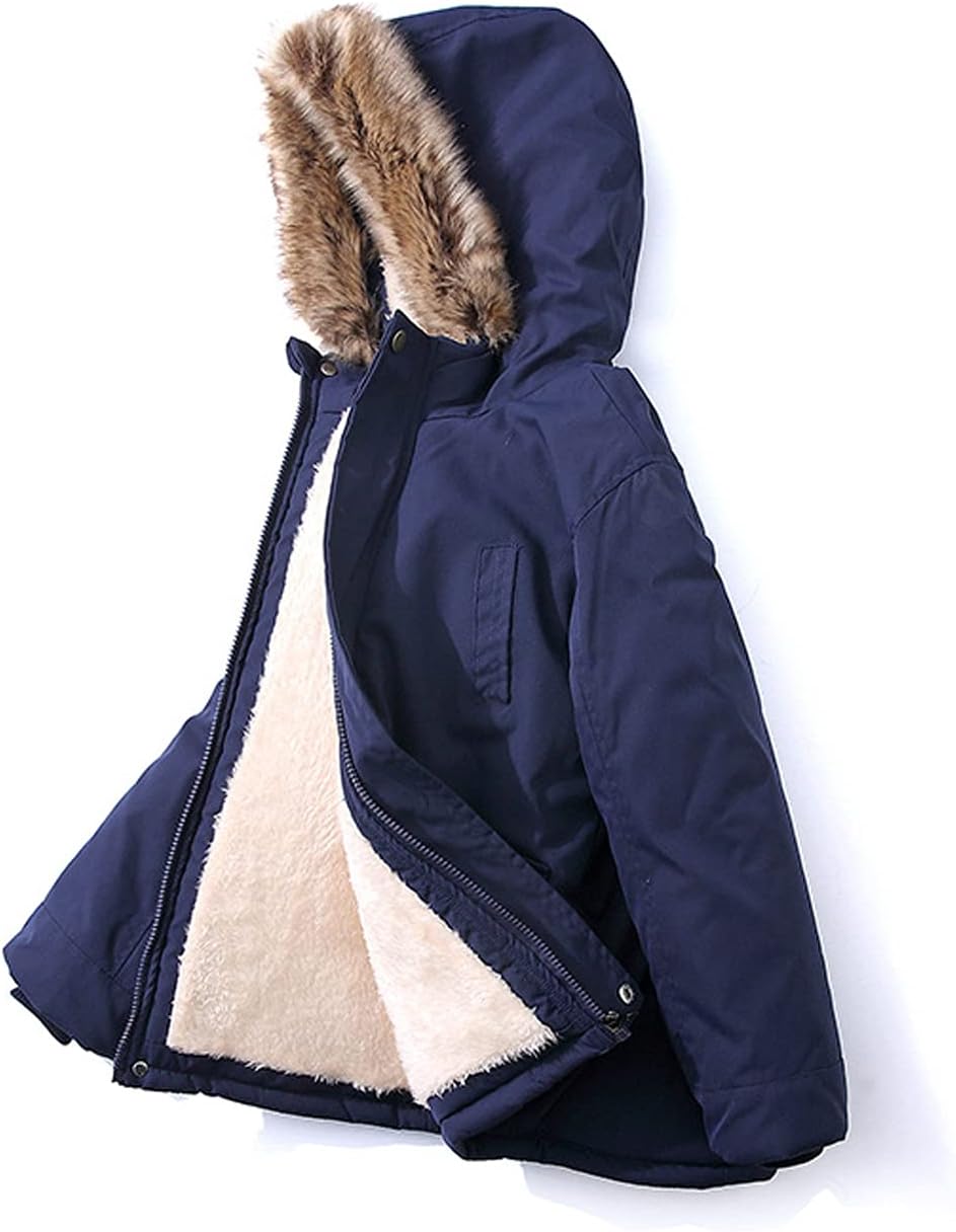 EISHOW Baby Boys' Winter Jackets Down Coats Toddler Faux Fur Hooded Overcoat Dress Warm Cotton Lined Thick Trench Outerwear