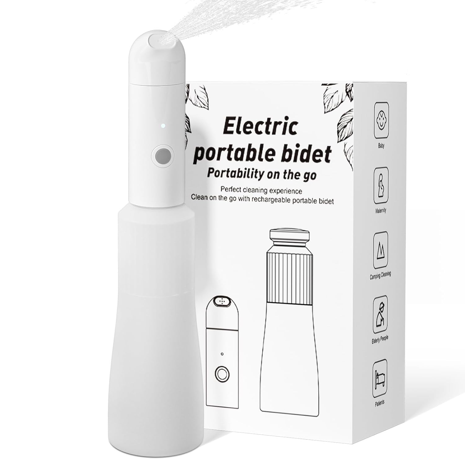 Portable Bidet Handheld Bidet Rechargeable Electric Portable 350 ml for Women Men ES002-WHITE
