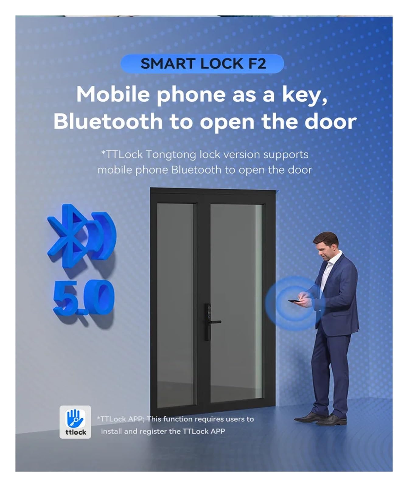 Serratura Smart, Serratura Impermeabile For Impronte Digitali Ponte Rotto Serratura A Combinazione Con Maniglia Bassa In Alluminio Porta A Doppia Porta Cortile In Lega Di Alluminio Intellinte ,Smart L