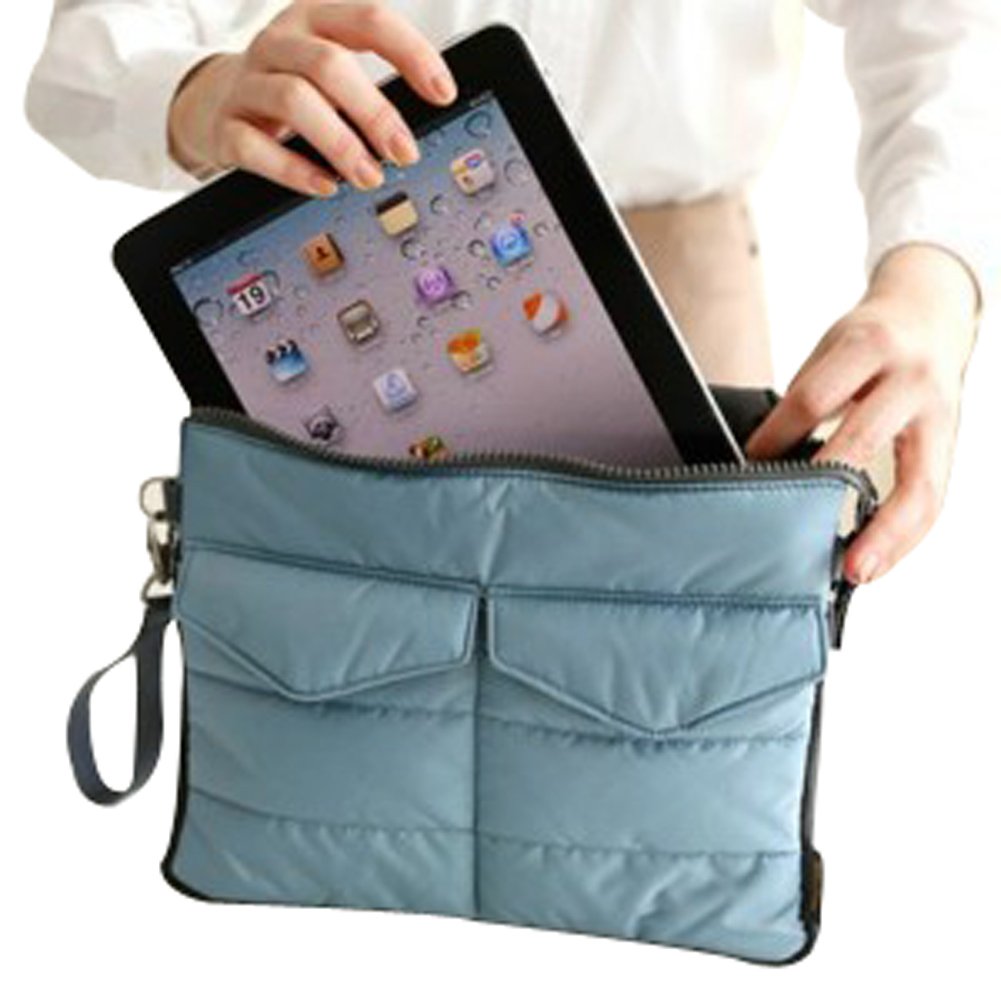 Ecokaki(TM) Nylon Storage Handbag Pouch Multi-Pocket Purse Insert Organizer Travel Bag Makeup Bag, Light Blue