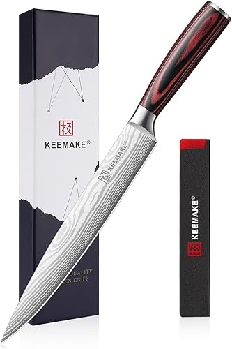 Miniatura 14 de Cuchillo de chef Santoku KEEMAKE - Cuchillo de cocina ultra afilado de 7 pulgadas con hoja de acero inoxidable para cocinar carne, fruta y verduras