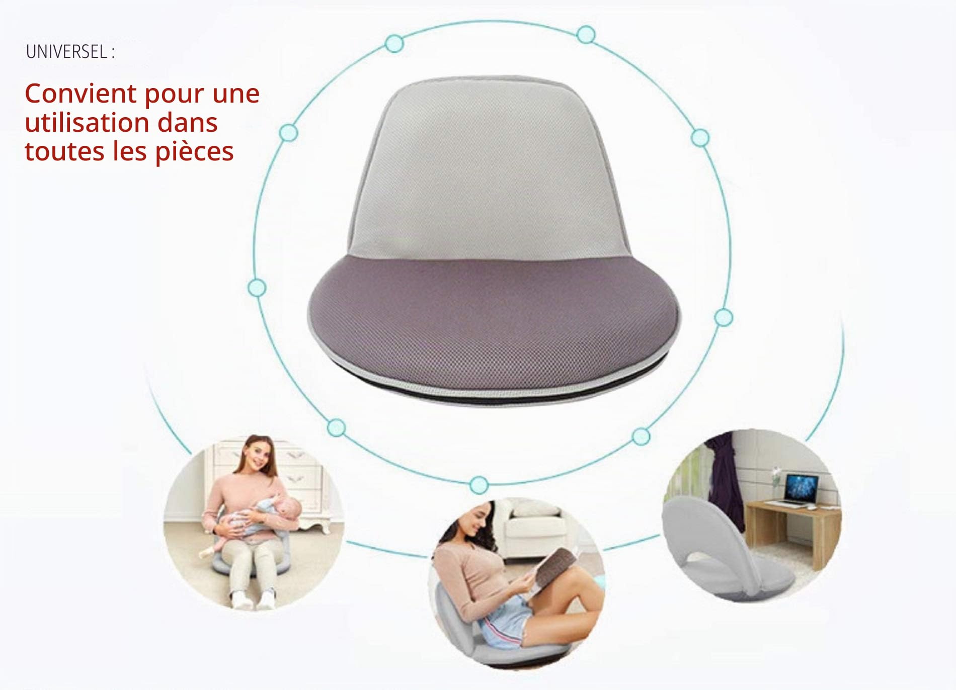 Rebecca Mobili Fauteuil Pliant, Chaise de Sol, Polyester Maillé, Yoga Lecture, Salle de Séjour - Dimensions : 44 × 52 × 50 cm (H x L x P)