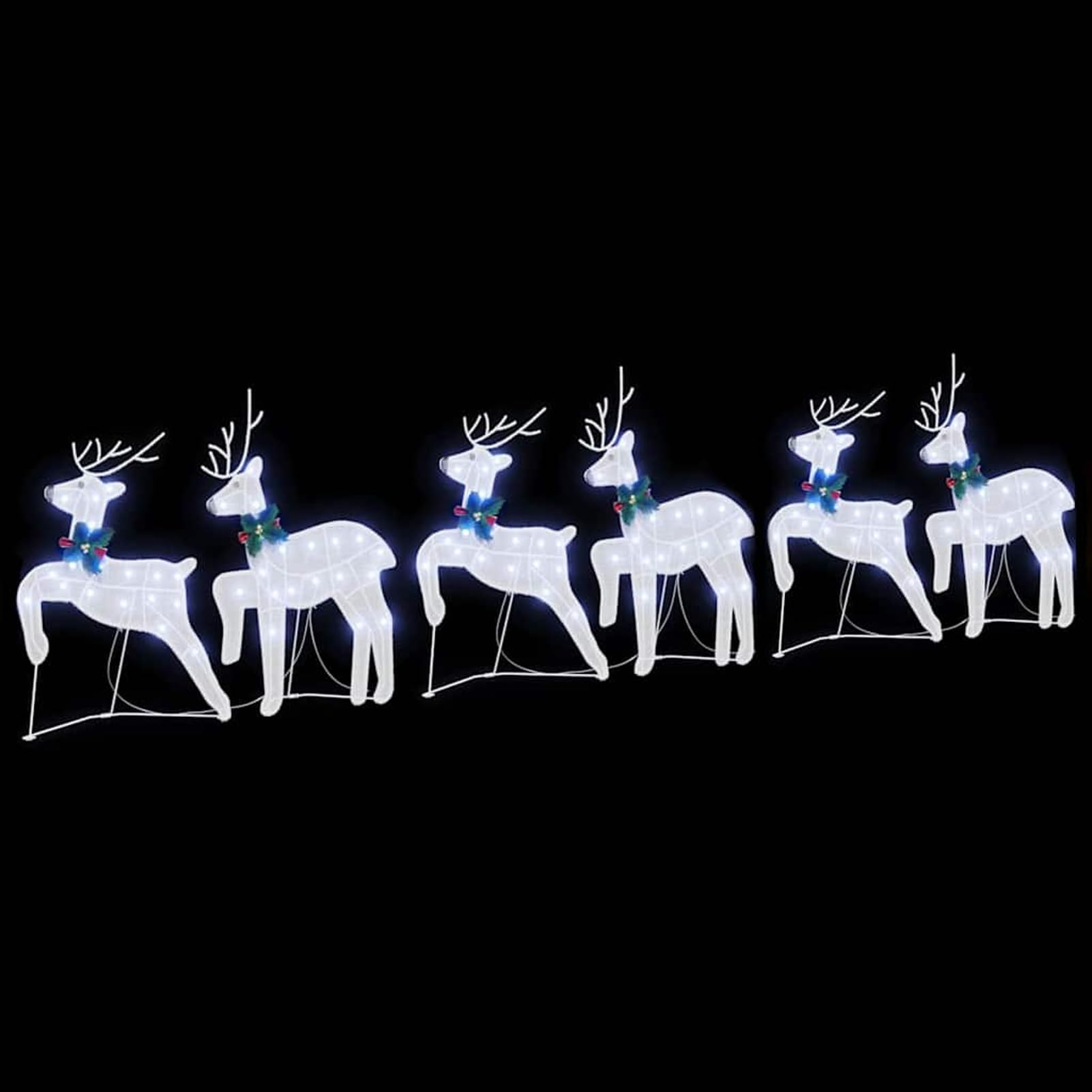 Gecheer LED Rentiere 6 pcs Weiß Stoff, Weihnachtsdekoration für Weihnachtsmarkt Festliche Eventdekoration Garten Rasen Terrasse Vorgarten Fassade3385898