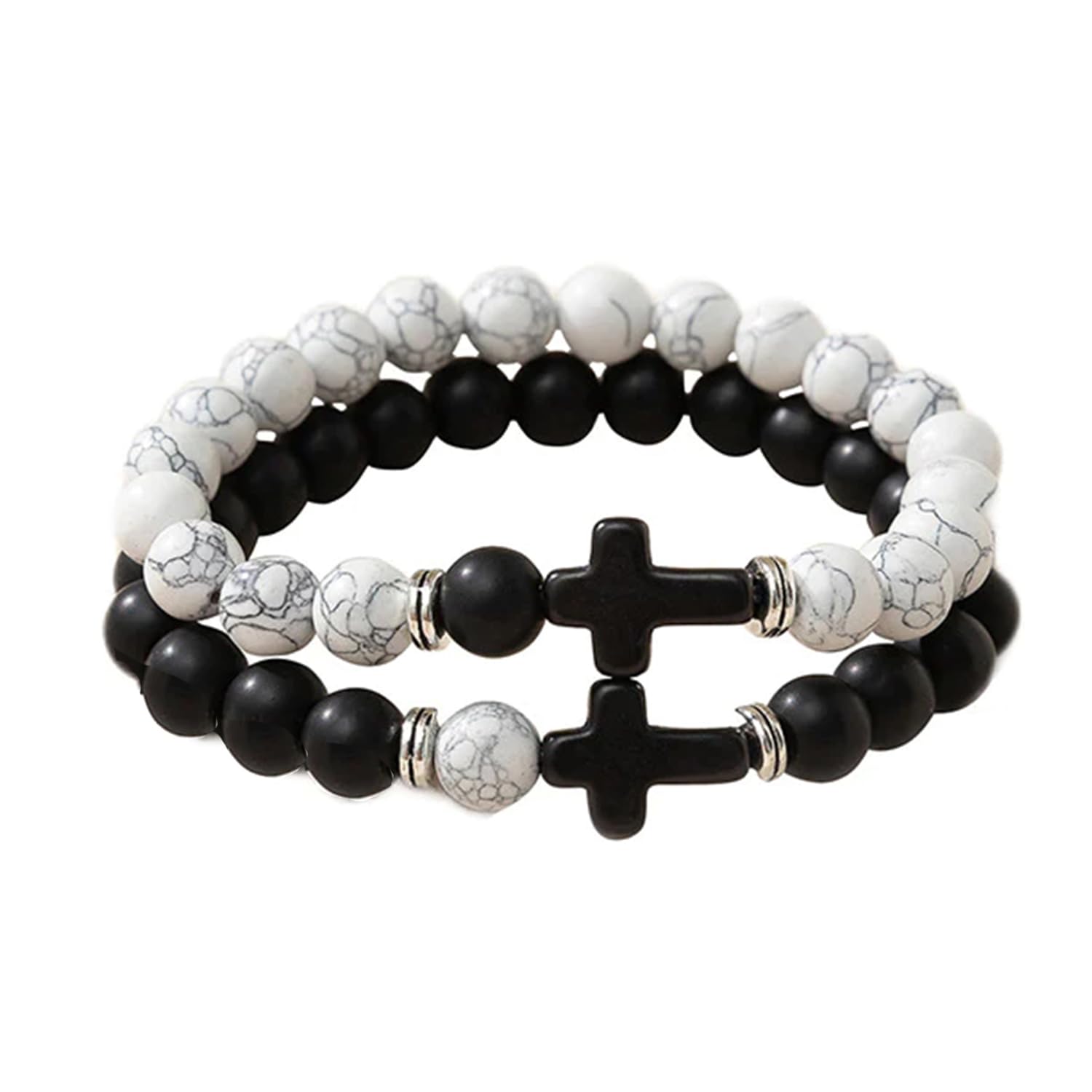 Ervio Christian Prayer Cross Beaded Bracelet Set | Long Distance Relationship Couples Gifts for Valentines Day (2 Pack, Unisex Adult) (B0CPJLJ2MR) Amazon Price History, Amazon Price Tracker