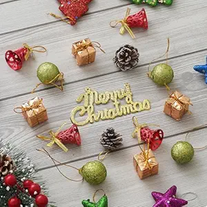 eCraftIndia Christmas Tree Decoration Items| Merry Christmas Cutout Flowers Gifts Bells Balls for Decoration| Christmas Hanging Ornaments Props|Christmas Decorations Items for Home Office Church Decor