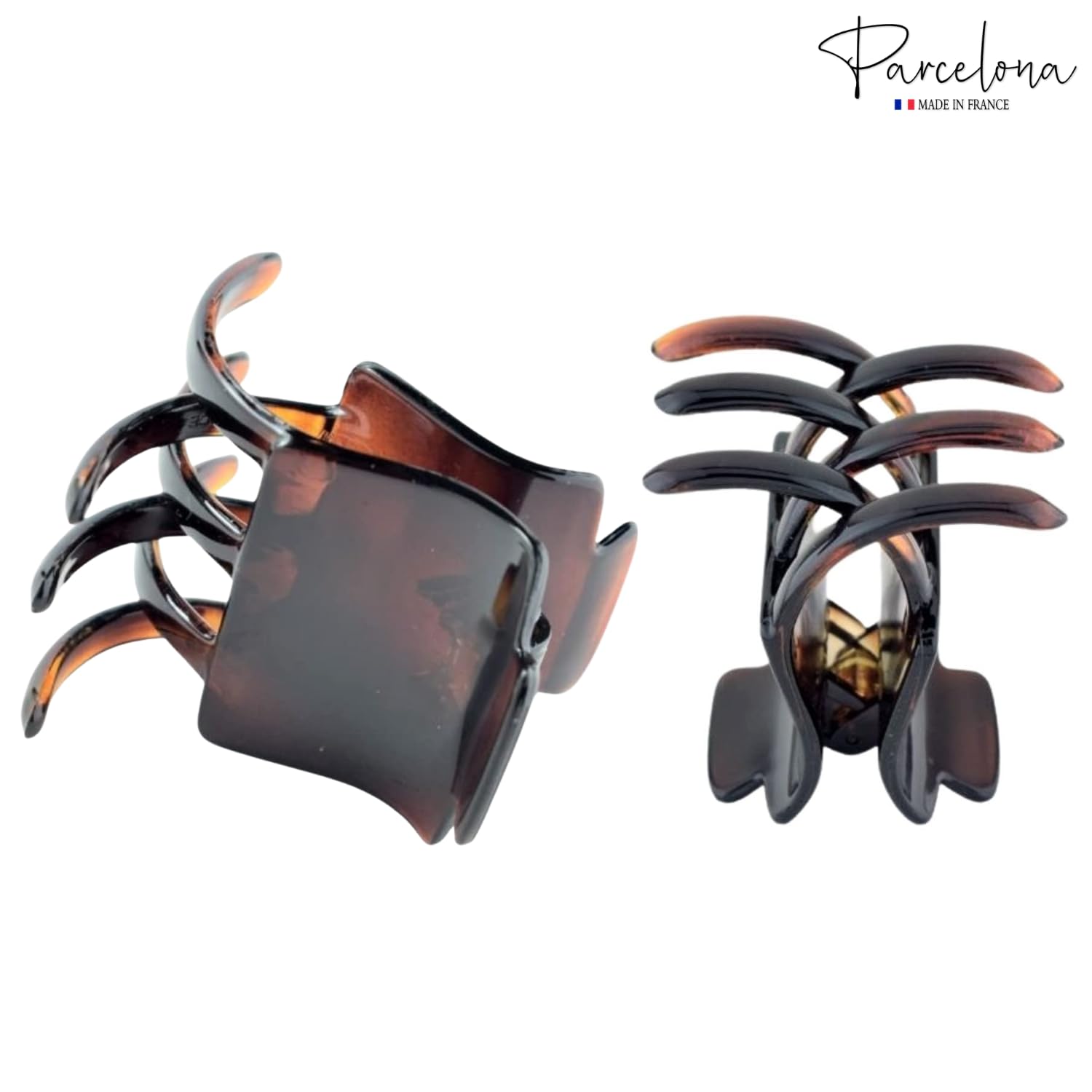 Parcelona French Square Tortoise Shell Cellulose Acetate Covered Spring Pony Hair Updo Jaw Hair Claw Clip Clamp Clutcher - 1 3/4 inch - Image 6