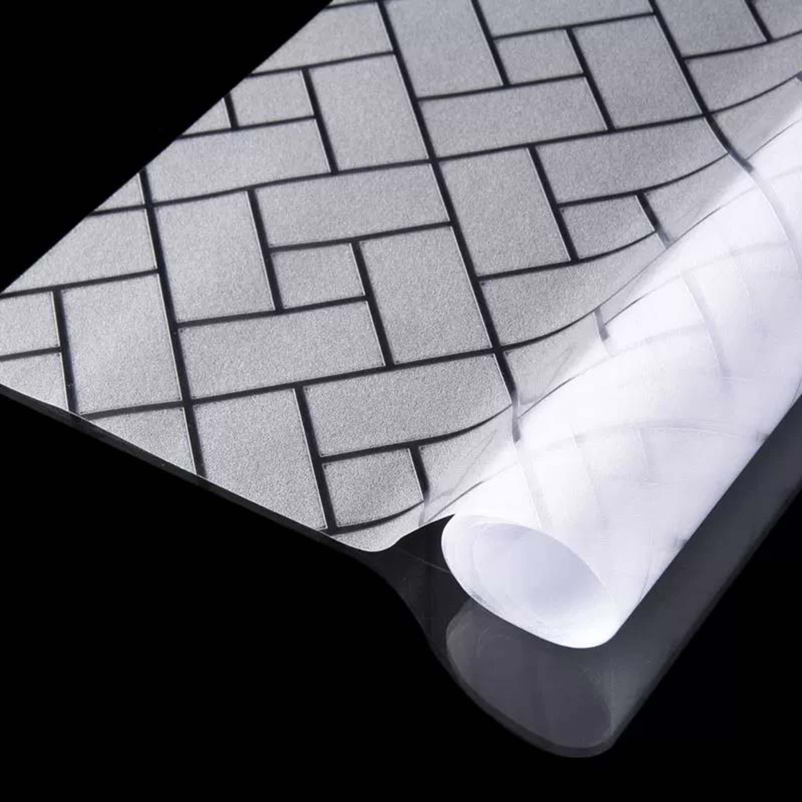 Window Film Privacy 85 x 240 cm Blocks UV Static Cling No Glue Removable Heat Cotrol, Privacy Protection, Film Window Covering Frosted for Bathroom, Oblique Grid