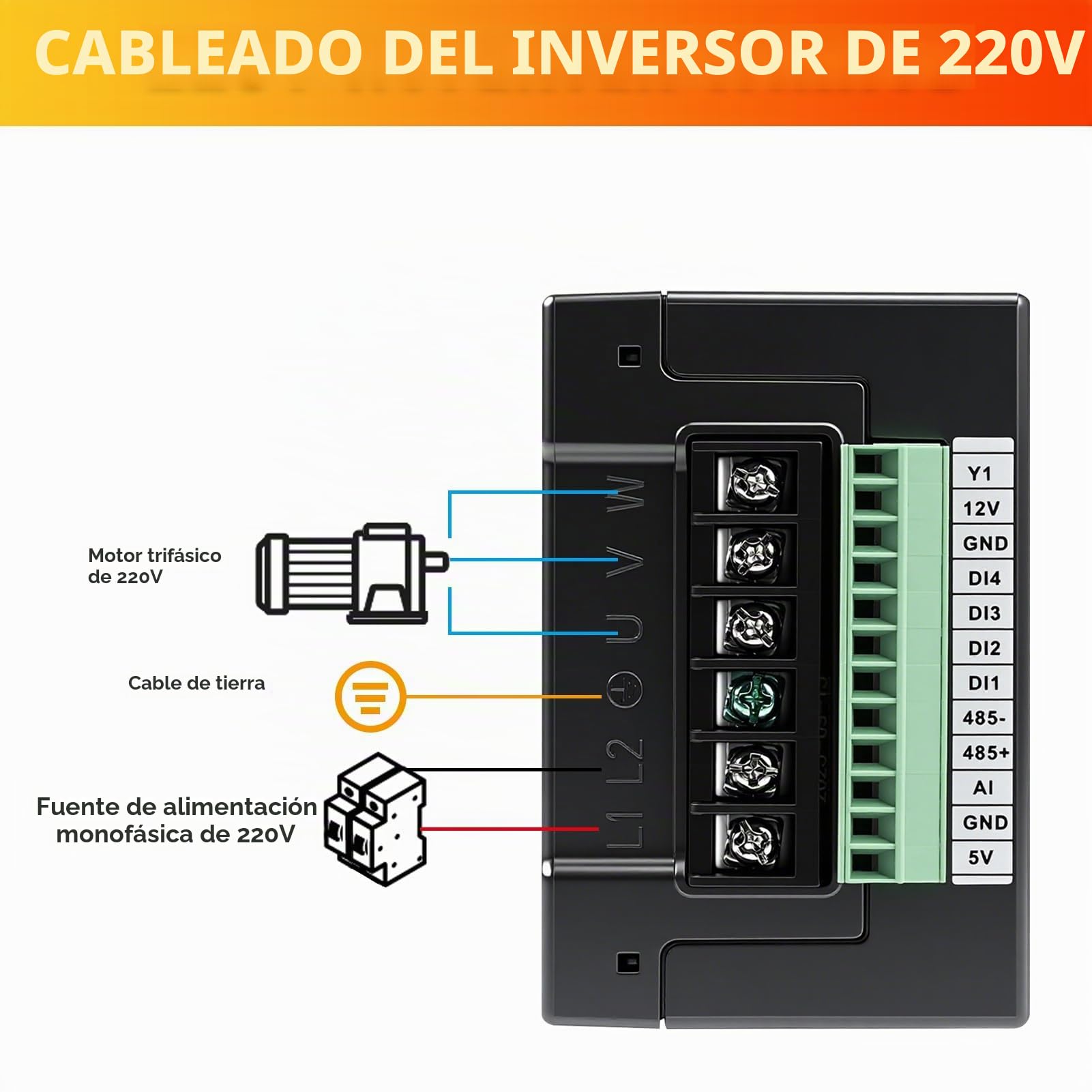 Variador de Frecuencia Monofasico Convertidor de Frecuencia VFD 220v Entrada Monofásica 220v Salida Trifásica Variador de Velocidad Motor 220v para Regulación de Velocidad del Motor 750W