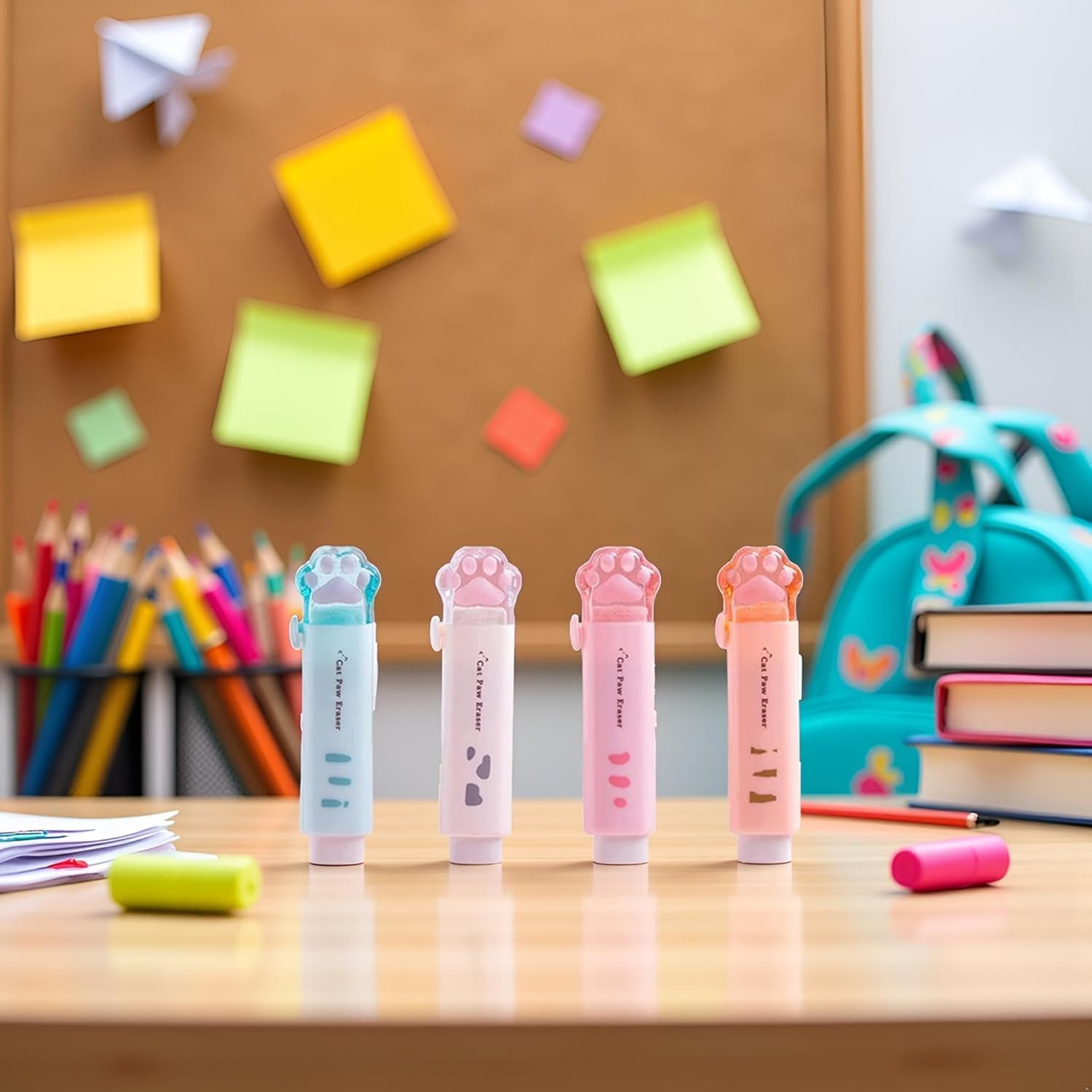 1Pc Random Color Student Rubber Rubbing Eraser Retractable Reward School Supplies Push-Pull Cat Paw Cute Eraser School Pencil Eraser Pencil Eraser Standard - Image 4