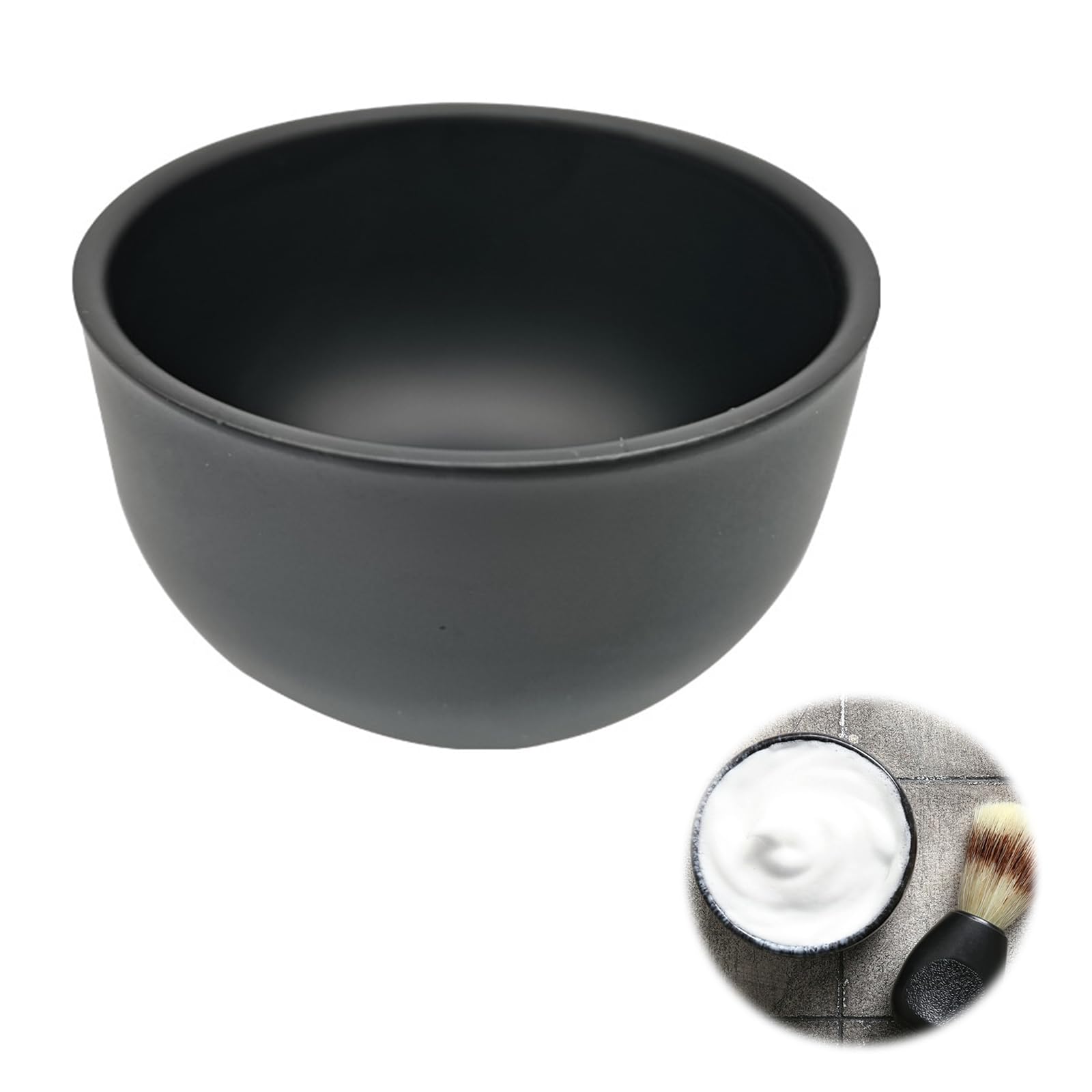 Kiuiom Cuenco para Crema Afeitar Acero Inoxidable,Tazón Espuma Afeitar,Bandeja de Espuma de Afeitar,Taza de Afeitar,para Afeitado Húmedo,Taza Jabón Afeitar Duradera para Hombres,Negra Calibre 81mm