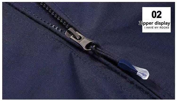 Men's Waterproof Hooded Jacket Drawstring Hood Zipper Pockets Lightweight Windbreaker3