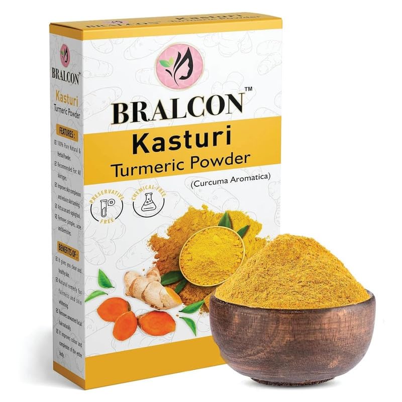 BRALCON Kasturi Haldi Chandan Powder Combo for Face Pack | Sandalwood Powder | Amba Haldi Powder Pack of 2 | 200gm