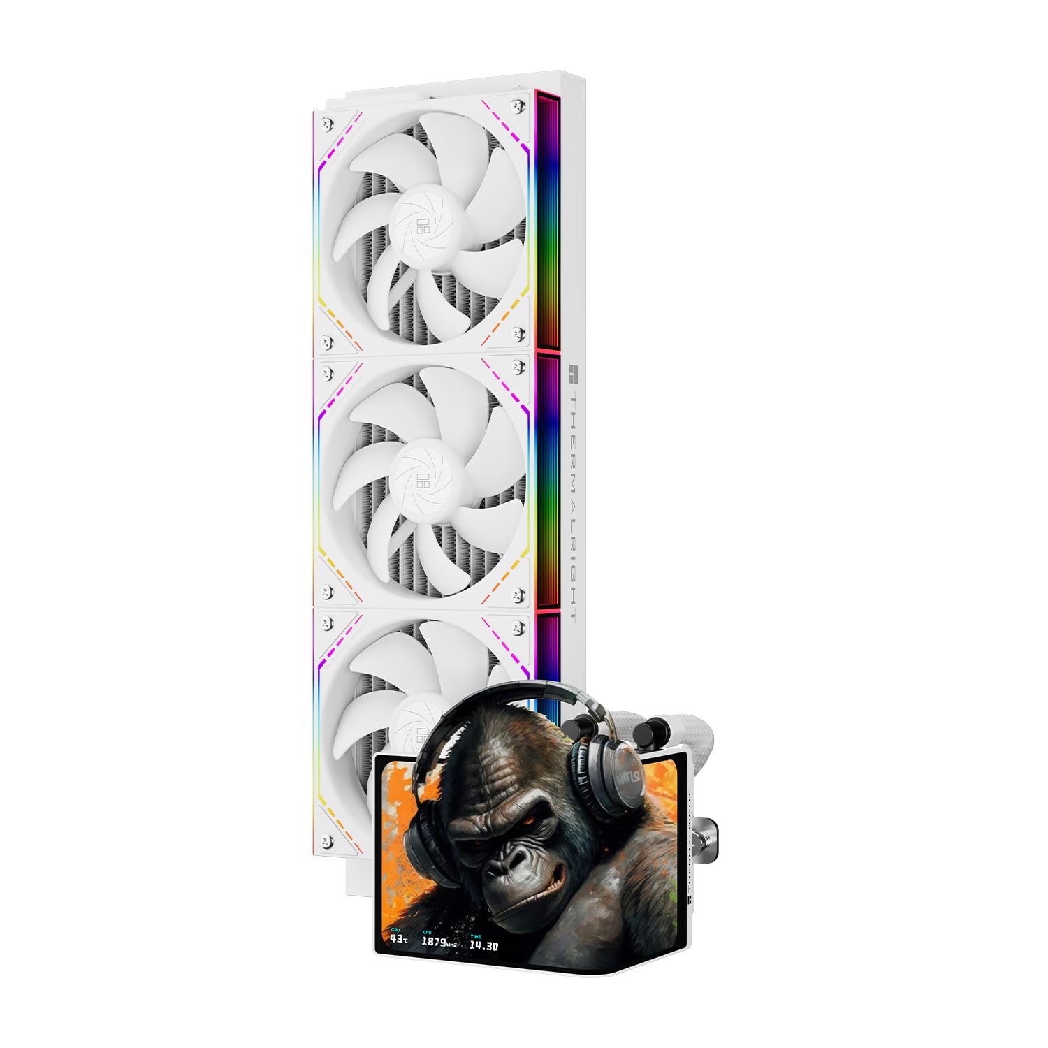 Photo 1 of Thermalright Levita Vision 360 ARGB White Aio CPU Liquid Cooler,for AM5/Intel LGA1851/1700,6.67-in 3D Curved Screen with 2400x1080 Resolutions,Magnetic Screen,3D/2D Video Support