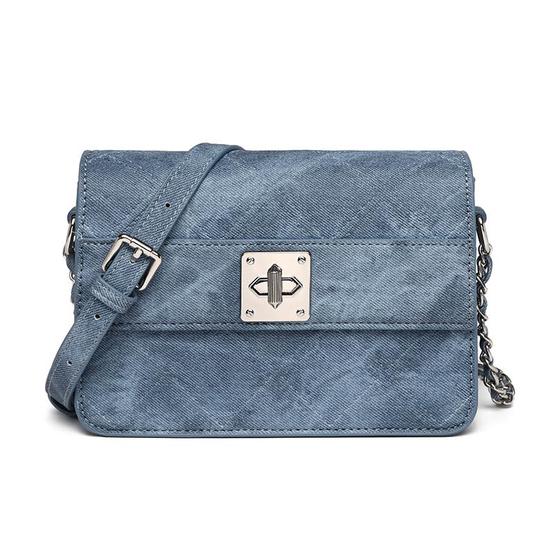 Vintage Denim Quilted Chain Shoulder Bag Stylish Versatile Purse Elegant Casual Fashion Large Capacity Waterproof Breathable Fabric Perfect for Everyday Use and Any Occasion