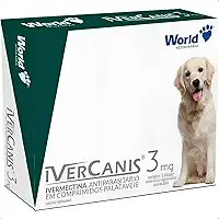 Comprimido antiparasitário para ácaro World Ivercanis para cão até 15kg contra pulga Carrapatos.