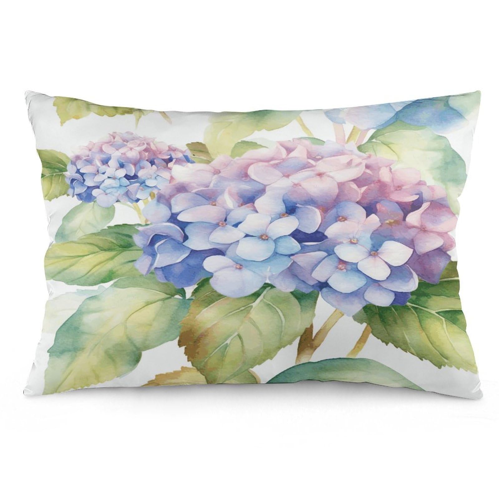 Hydrangea Watercolor Throw Pillow Cover Soft Pillow Case Decorative Lumbar Pillow Cover Cozy Throw Pillowcase Polyester Rectangular Cushion Case Decor for Couch Sofa Bed