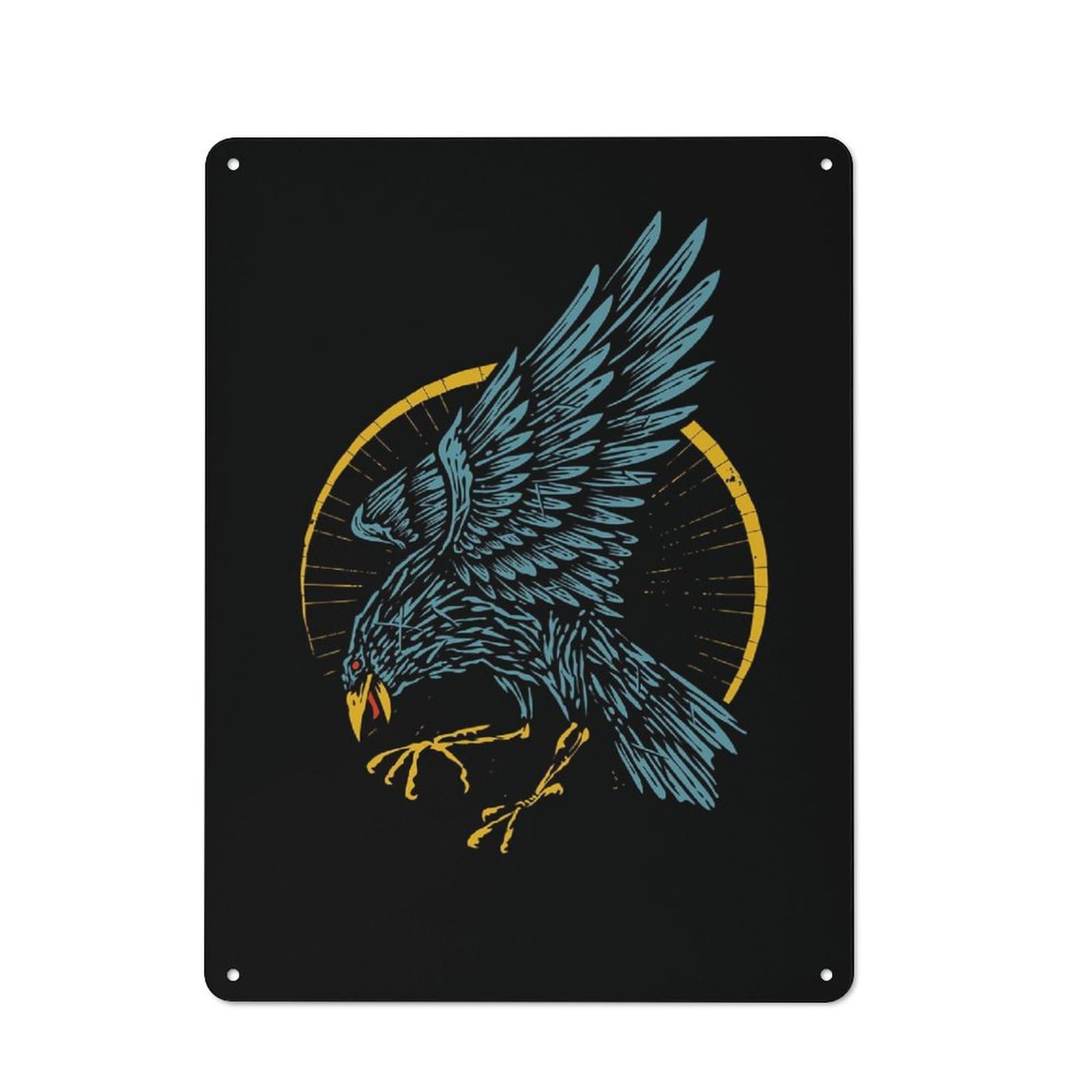 Raven Vintage Metal Wall Decor 40x30cm, Garage Metal Sign for Garage, Workshop, Shed Or Utility Room