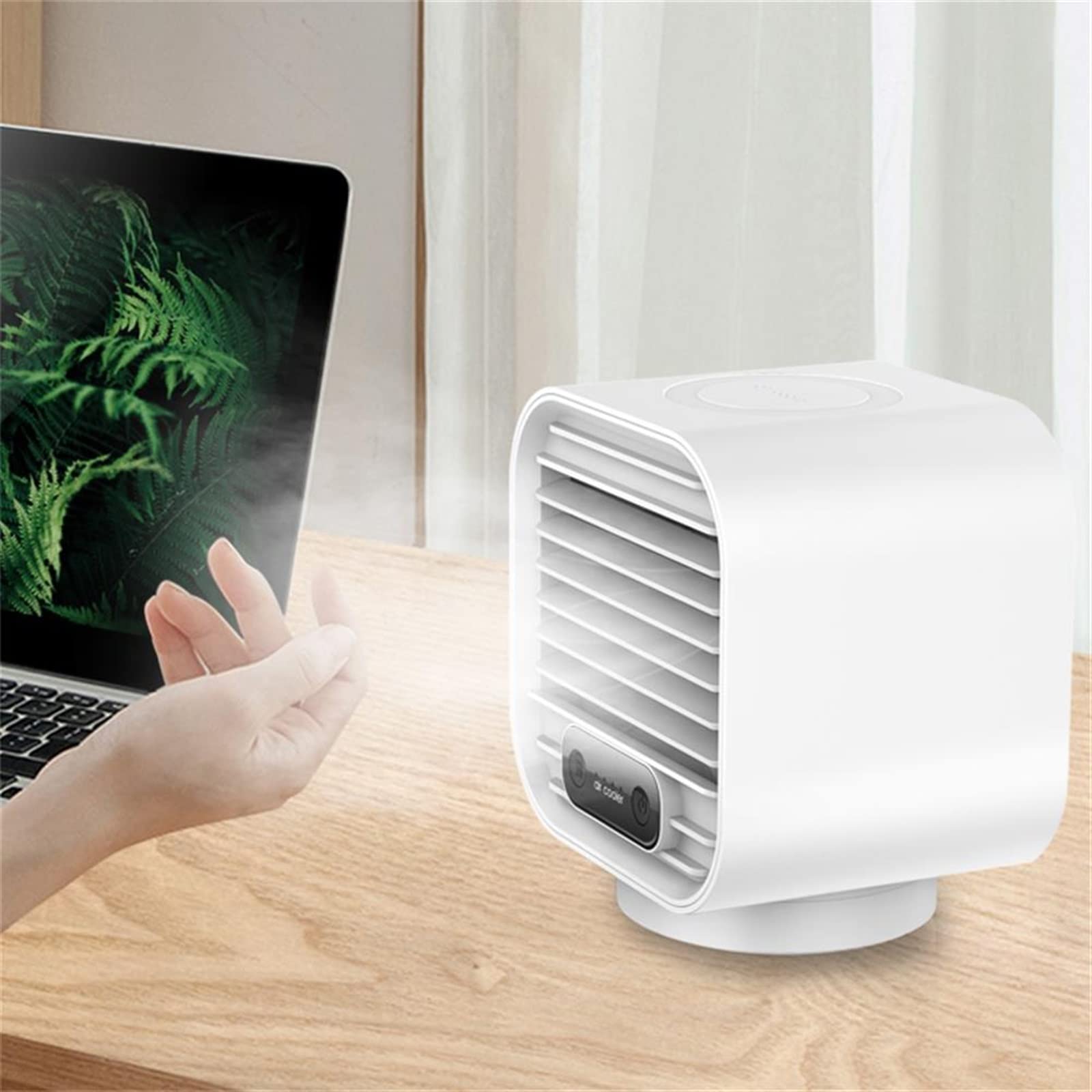 Mini condizionatore d'aria portatile, ventola multifunzionale e refrigeratore d'aria per l'estate, soluzione di raffreddamento desktop per casa e ufficio, design efficiente e compatto