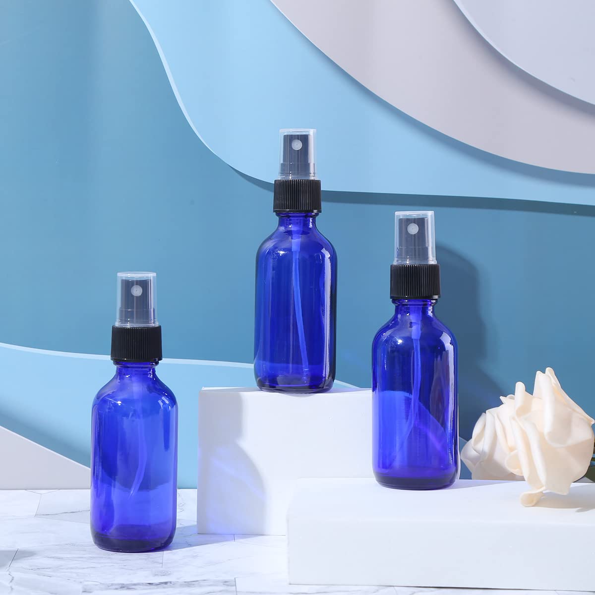 Confezione da 25 flaconi spray in vetro trasparente da 113,4 g con nebulizzatore fine, bottiglie da viaggio in vetro per cosmetici, oli essenziali