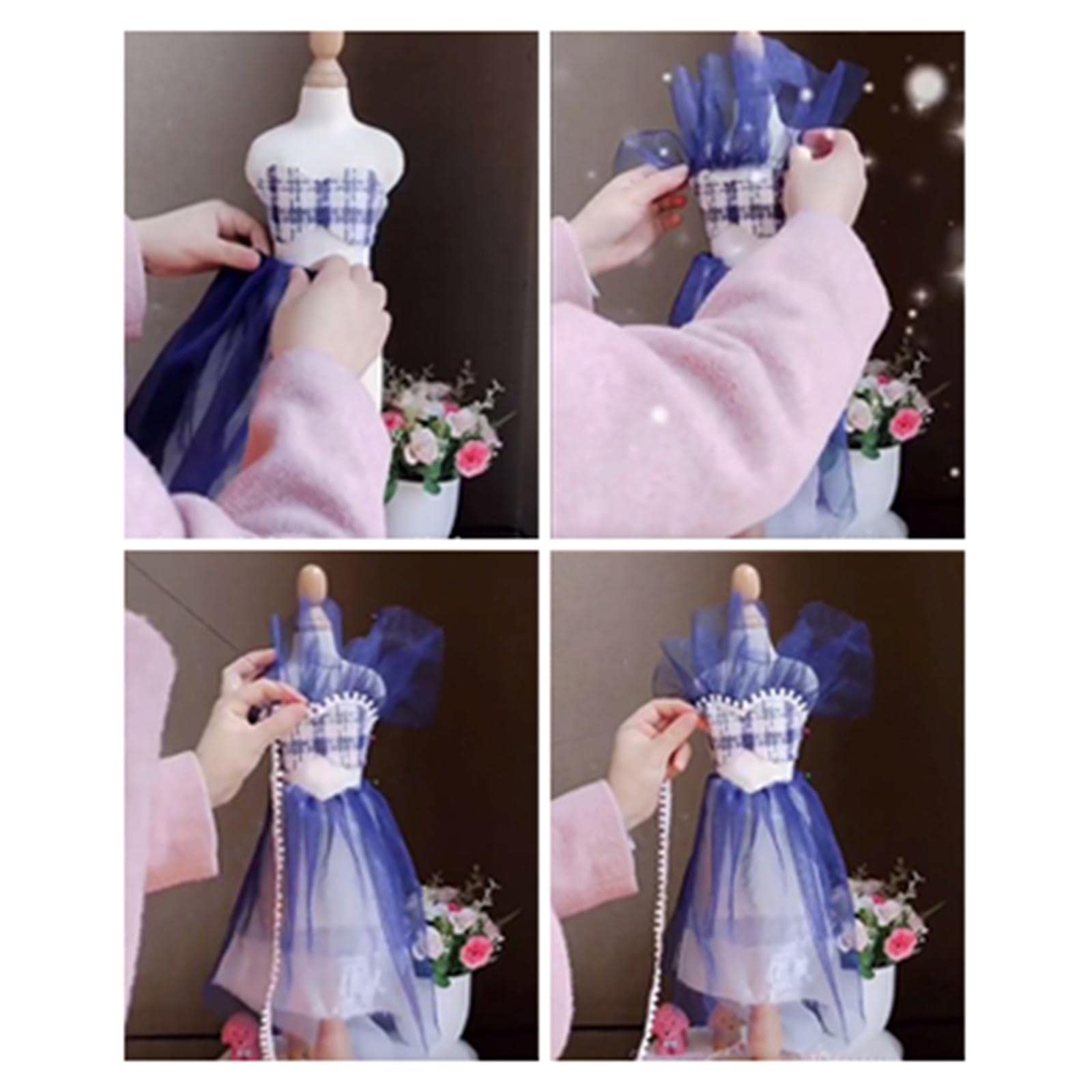 Almencla Mannequin Stand Mini Büstenaufsatz Damen Körper Form mit Baumwollüberzug Und Holzfuß für Schmuckanzeige Näharbeiten Und Puppenkleider für Kinder Heimd , G