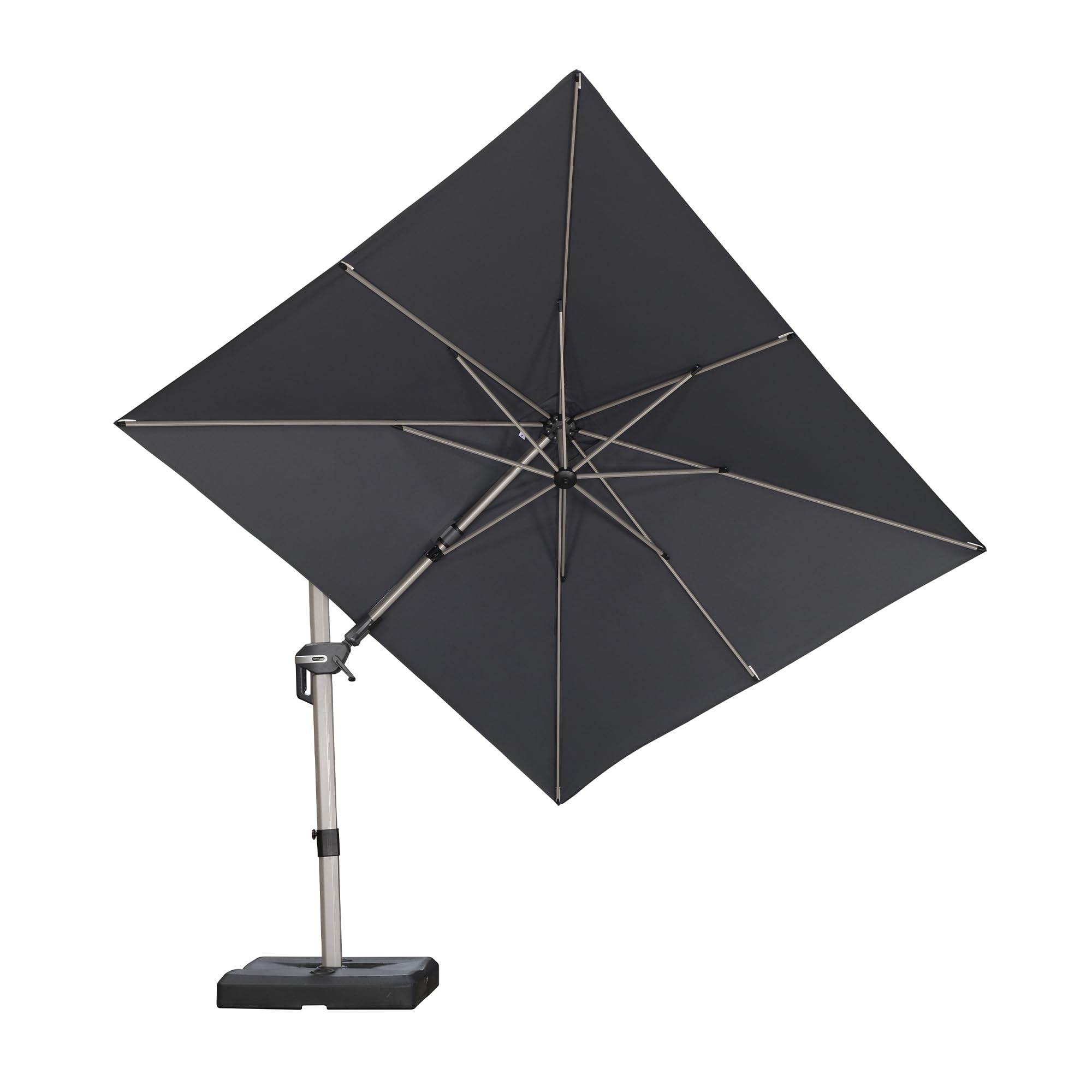 PURPLE LEAF 8' X 10' Left-right Tilting Patio Umbrella Outdoor Swivel Cantilever Umbrella Aluminum Offset Umbrella with Champagne Frame and 360-degree