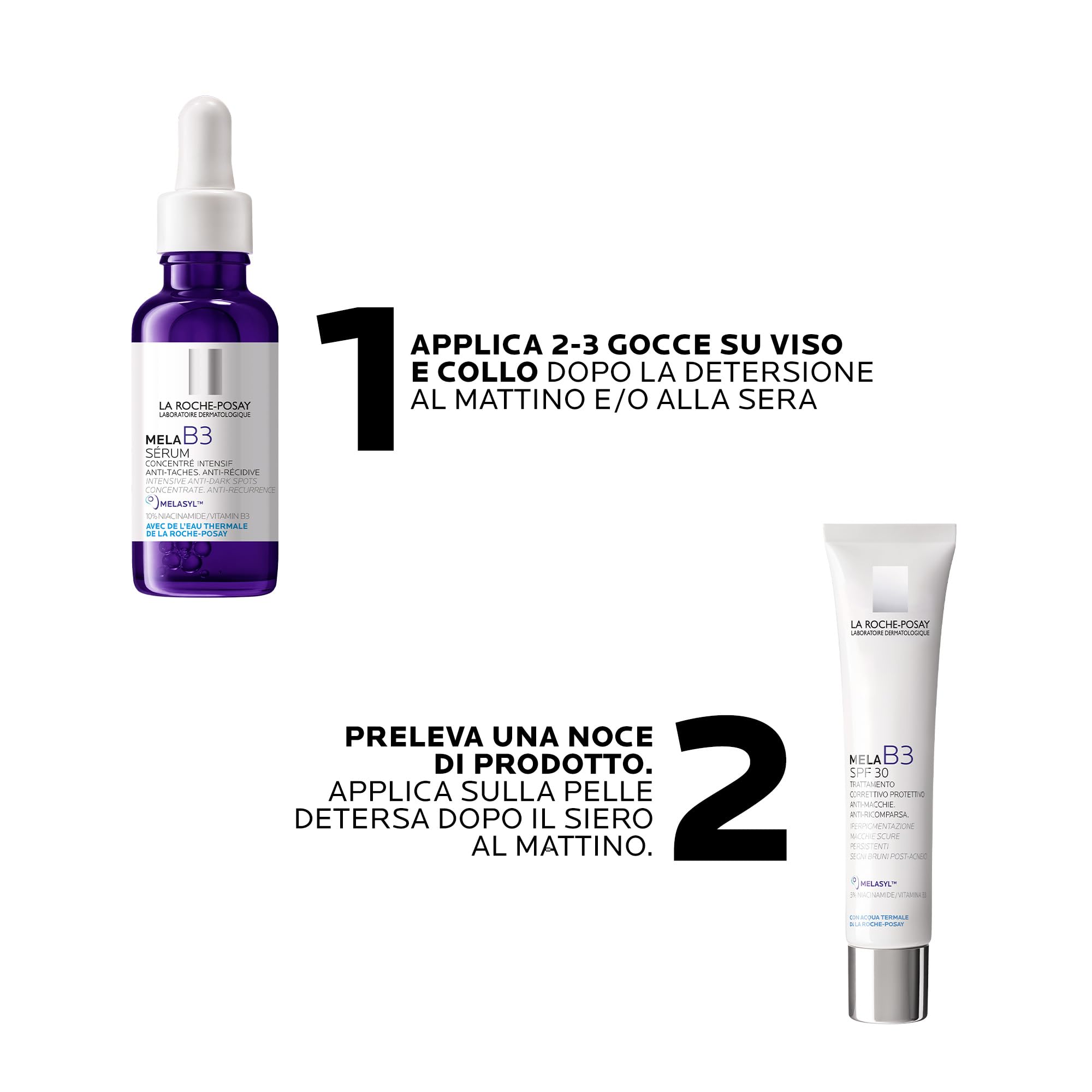 La Roche-Posay Mela B3 Duo: Anti-Fleckenserum 30 ml + Creme 40 ml | Gleichmäßige Komplettbehandlung mit Melasyl und Niacinamid