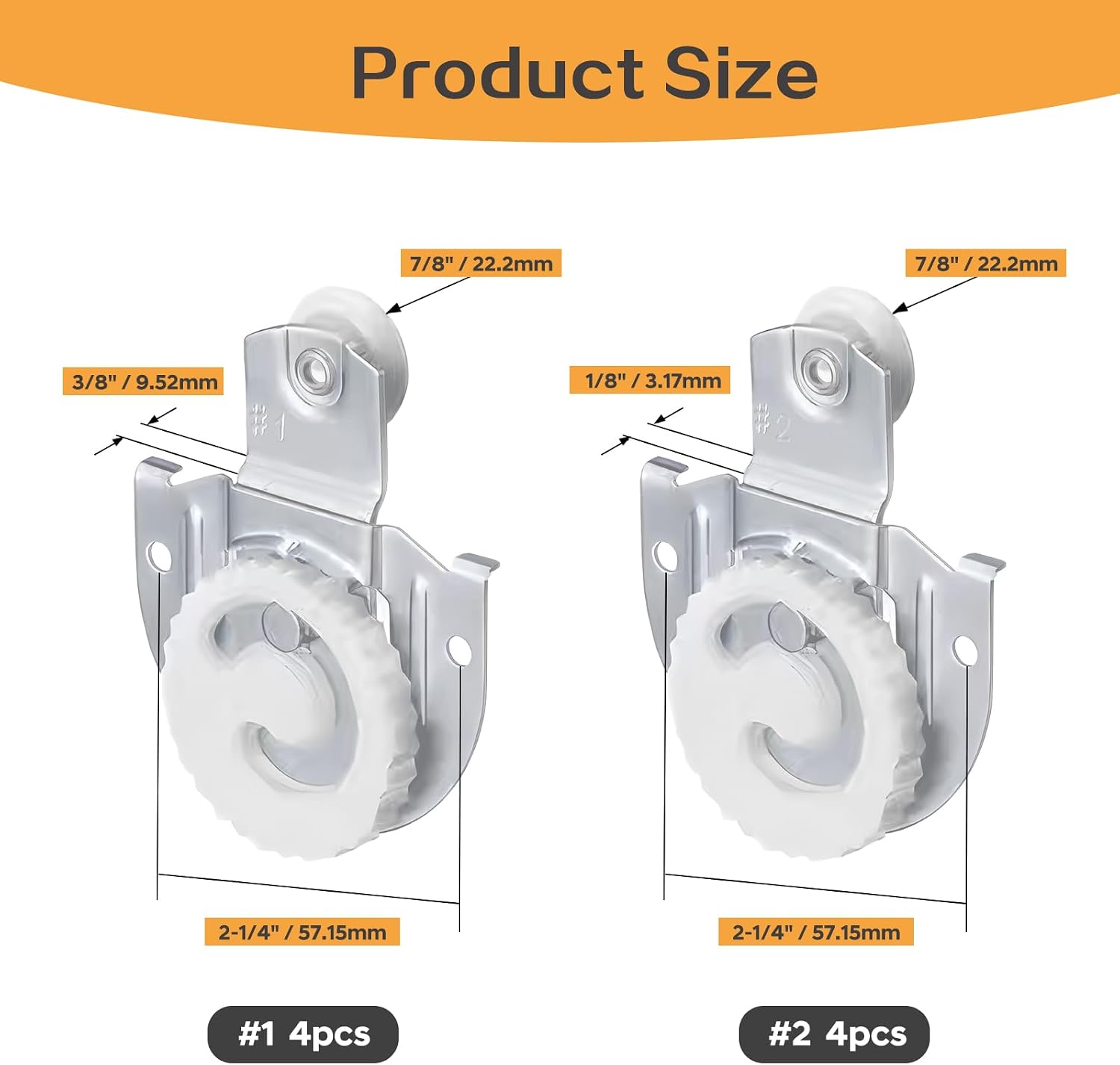 8Pcs Sliding Closet Door Hardware Closet Door Rollers, Door Wheels Replacement Adjustable Hooks & Screws Pocket Doors Rollers for Wardrobe Bedroom Cabinet