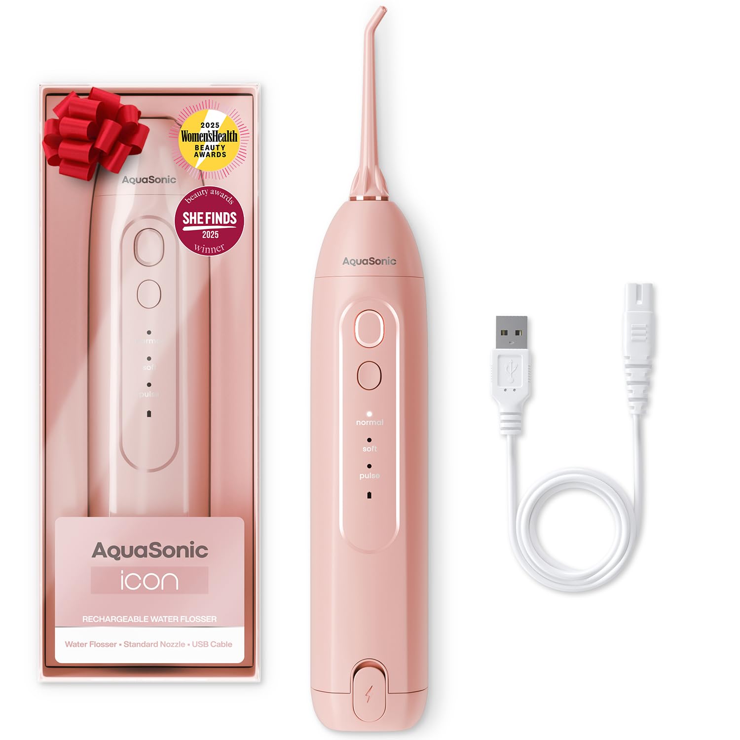 AquaSonic Icon Water Flosser for Teeth – Cordless Rechargeable Oral Irrigator – Waterproof, Portable Dental Cleaning with Jet Tip – Braces Home Travel